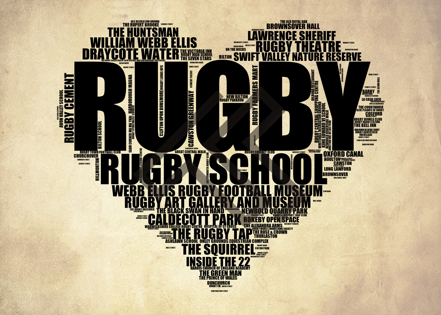 Rugby - Premium Typographic Word Cloud Prints, Posters & Gifts