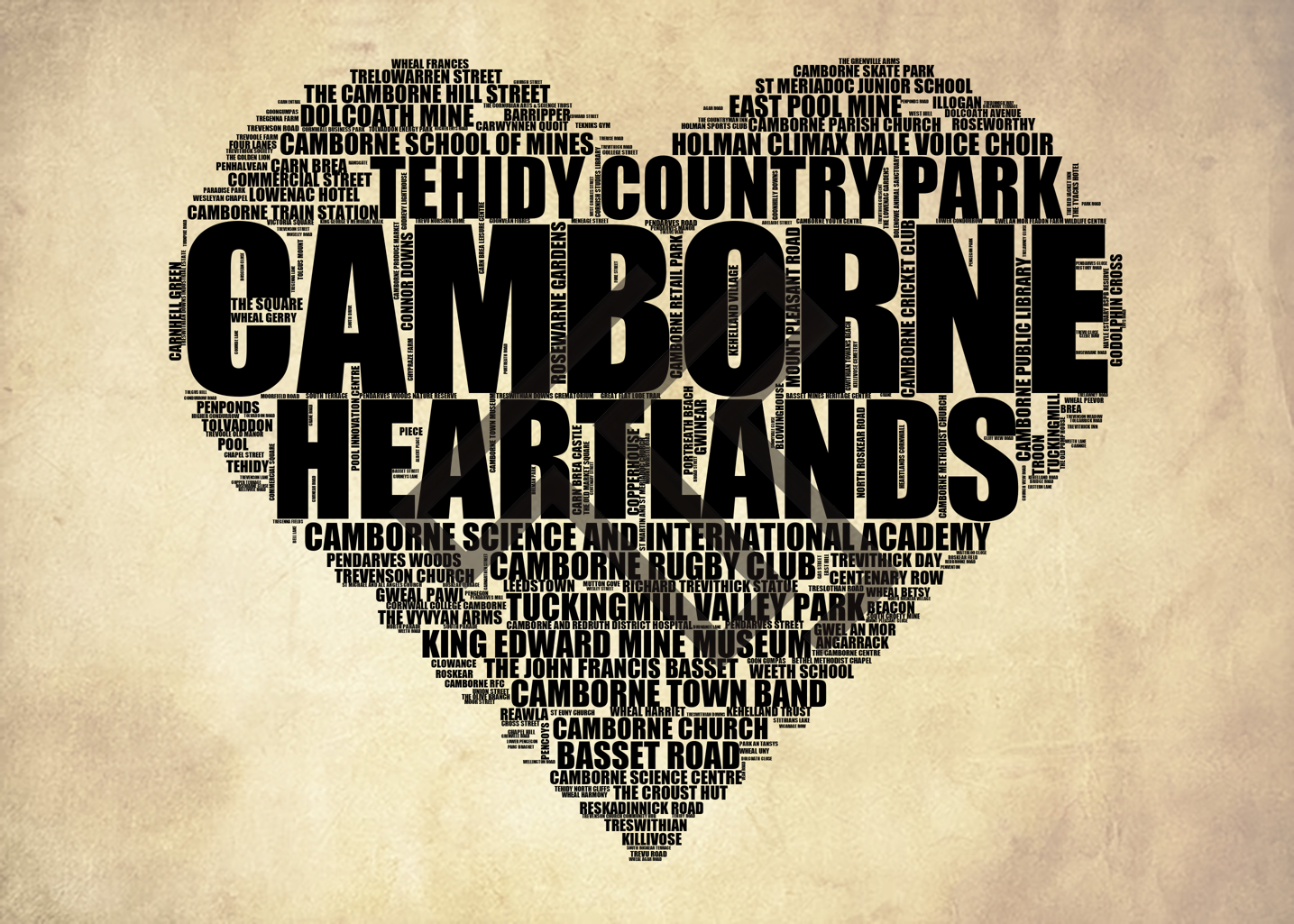 Camborne - Premium Typographic Word Cloud Prints, Posters & Gifts