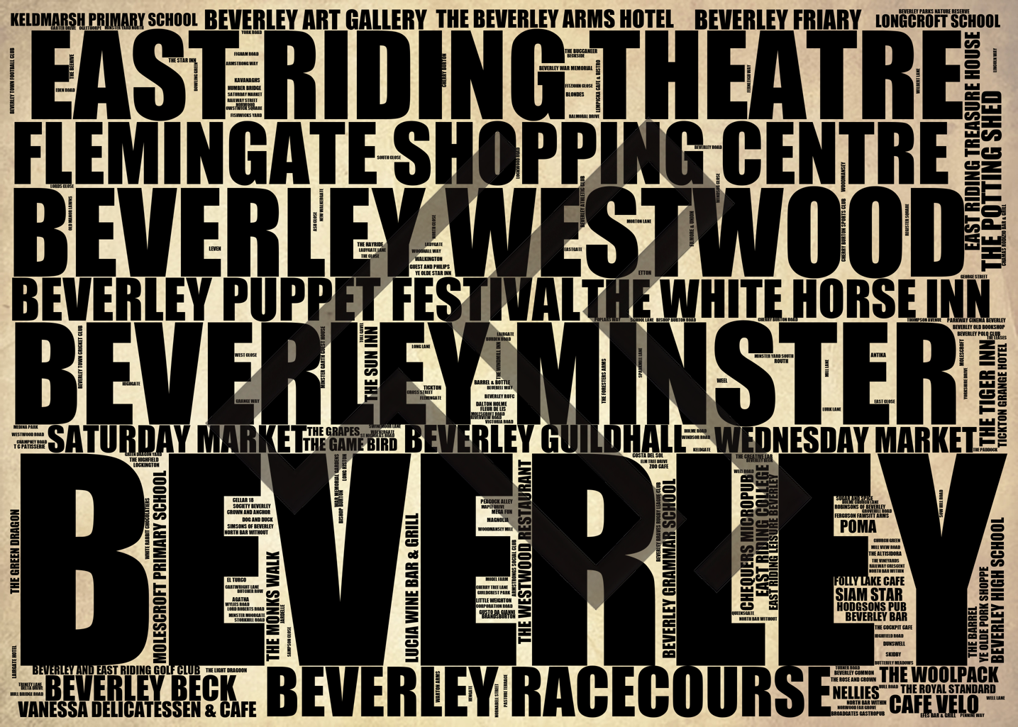 Beverley - Premium Typographic Word Cloud Prints, Posters & Gifts