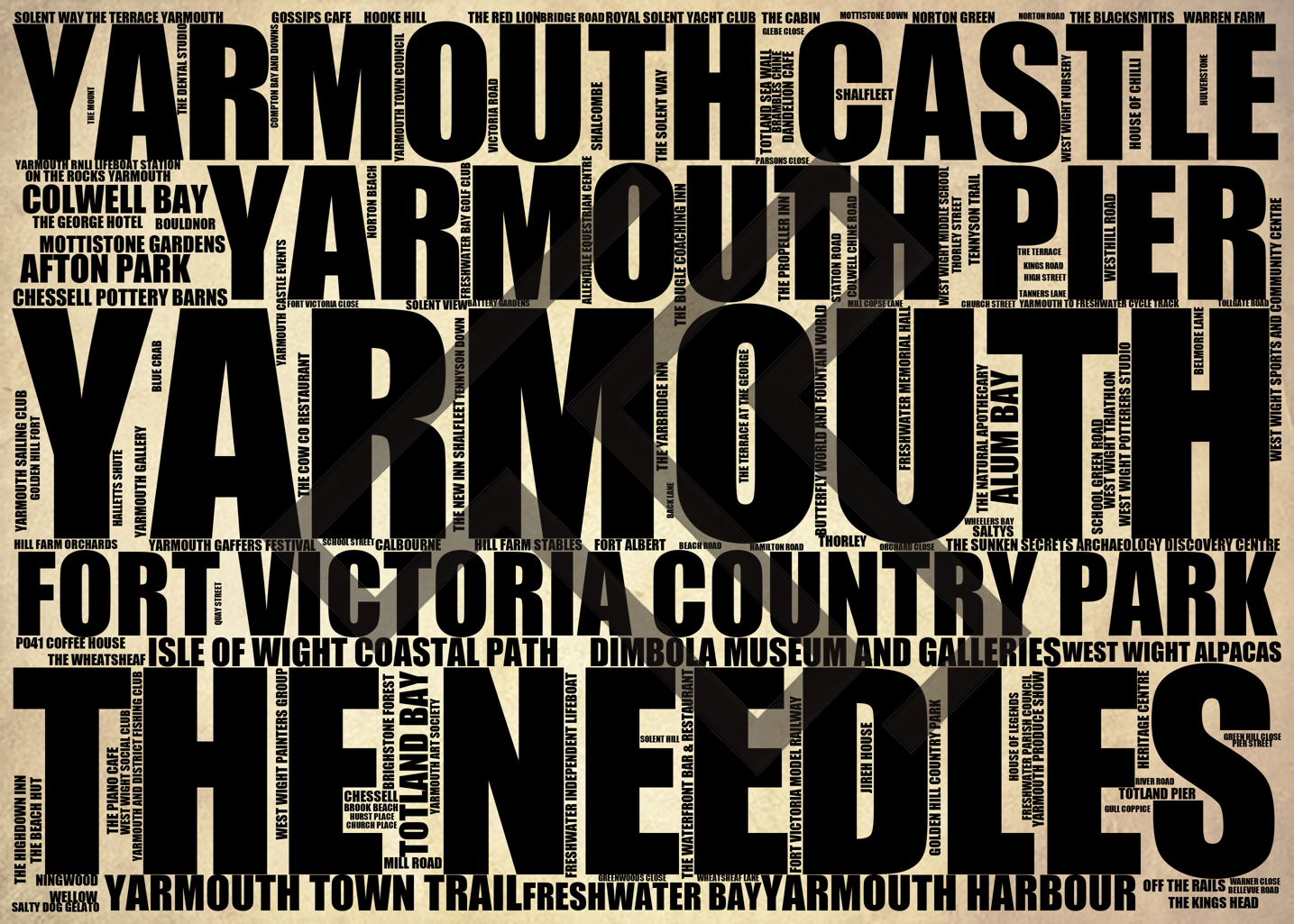 Yarmouth - Premium Typographic Word Cloud Prints, Posters & Gifts