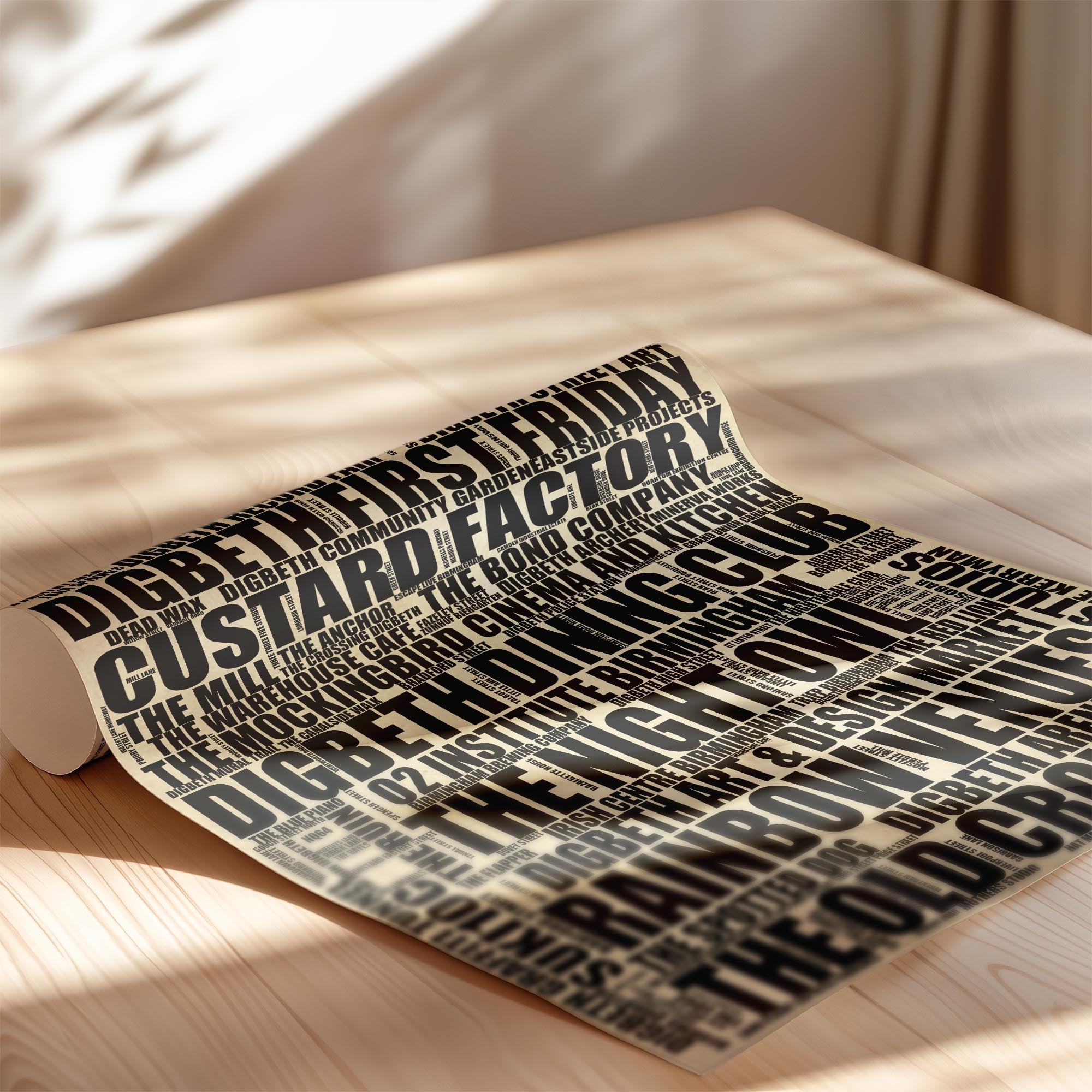 Digbeth - Premium Typographic Word Cloud Prints, Posters & Gifts