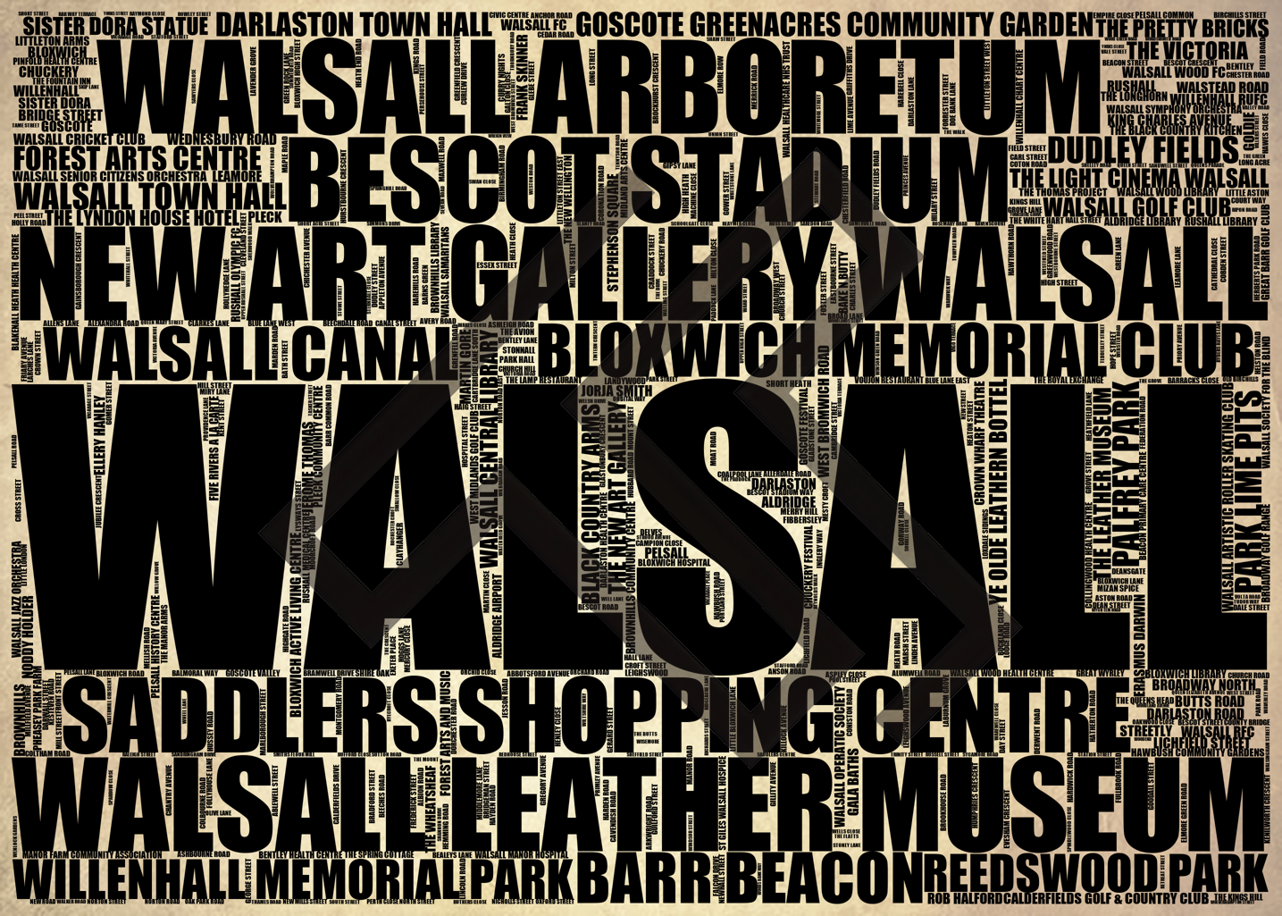 Walsall - Premium Typographic Word Cloud Prints, Posters & Gifts