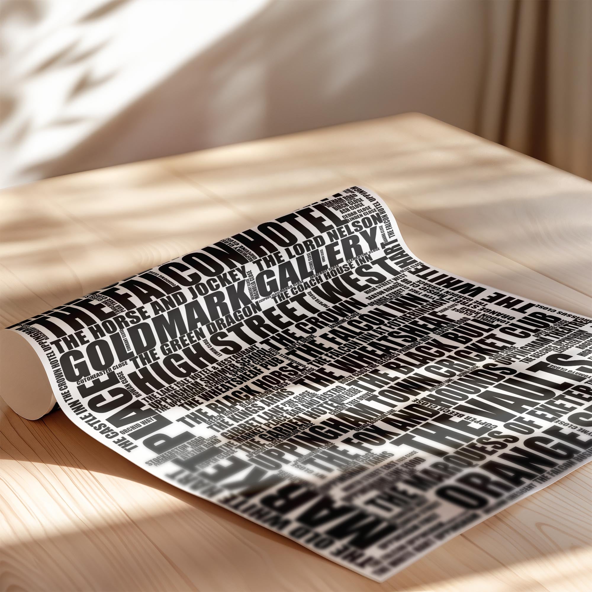 Uppingham - Premium Typographic Word Cloud Prints, Posters & Gifts