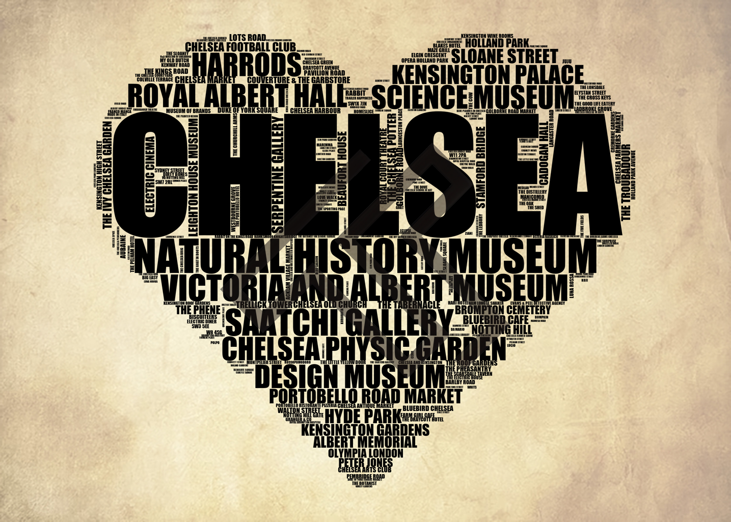 Chelsea - Premium Typographic Word Cloud Prints, Posters & Gifts