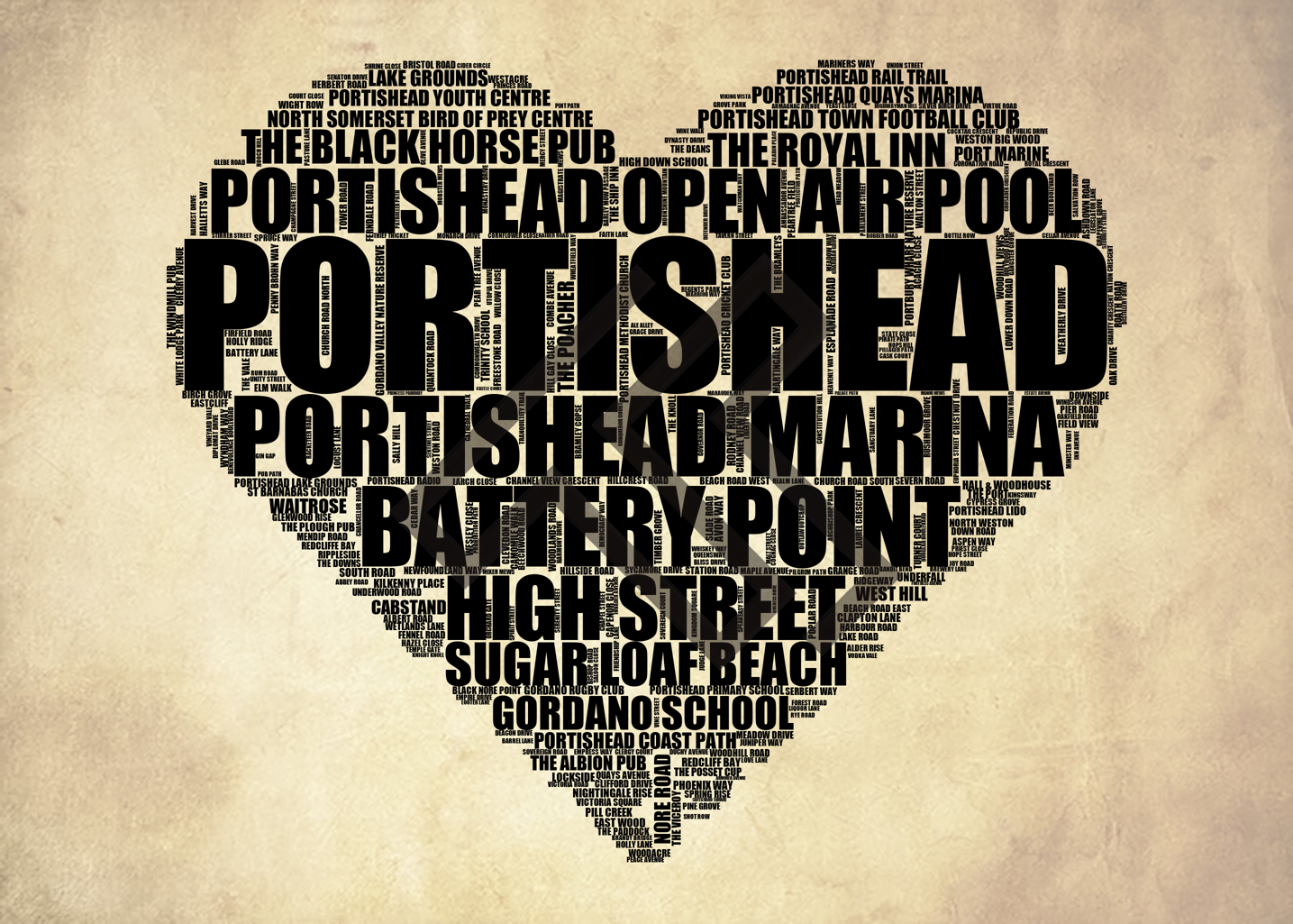 Portishead - Premium Typographic Word Cloud Prints, Posters & Gifts