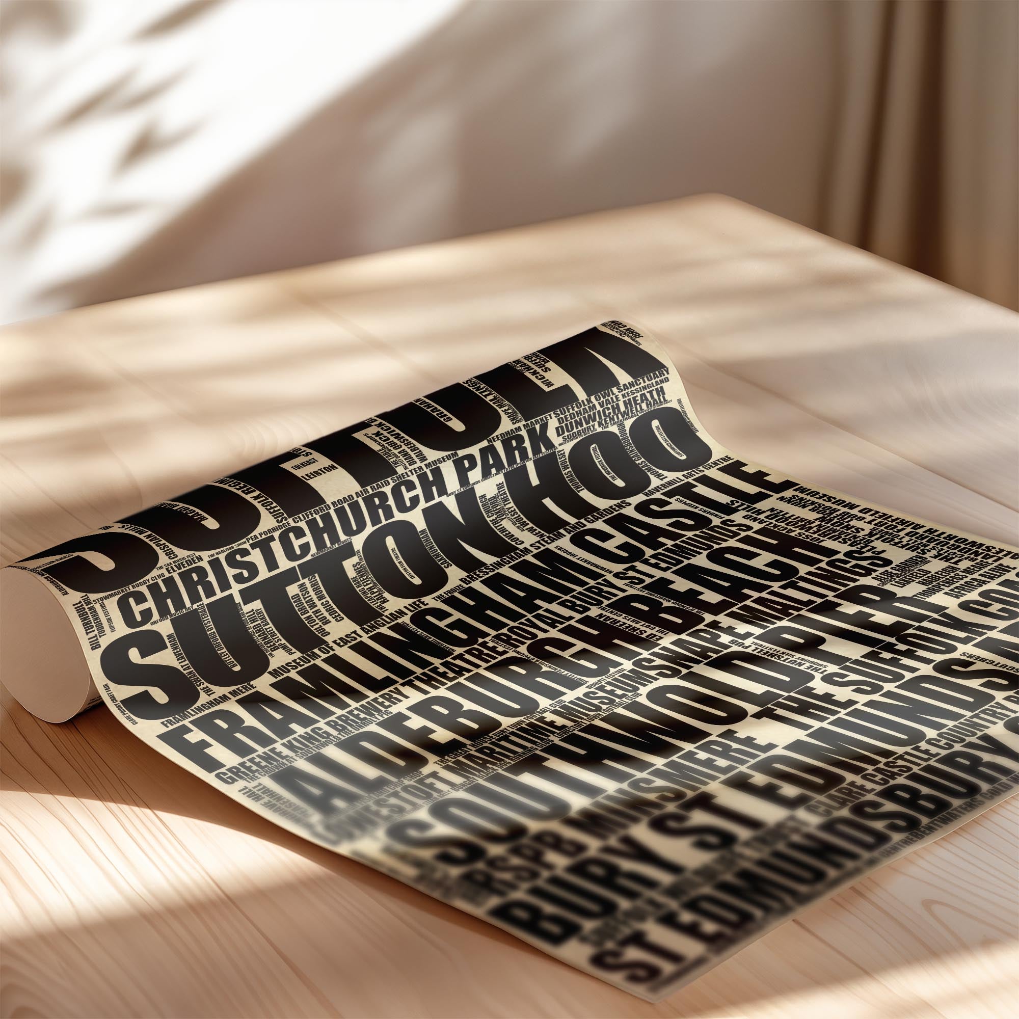 Suffolk - Premium Typographic Word Cloud Prints, Posters & Gifts