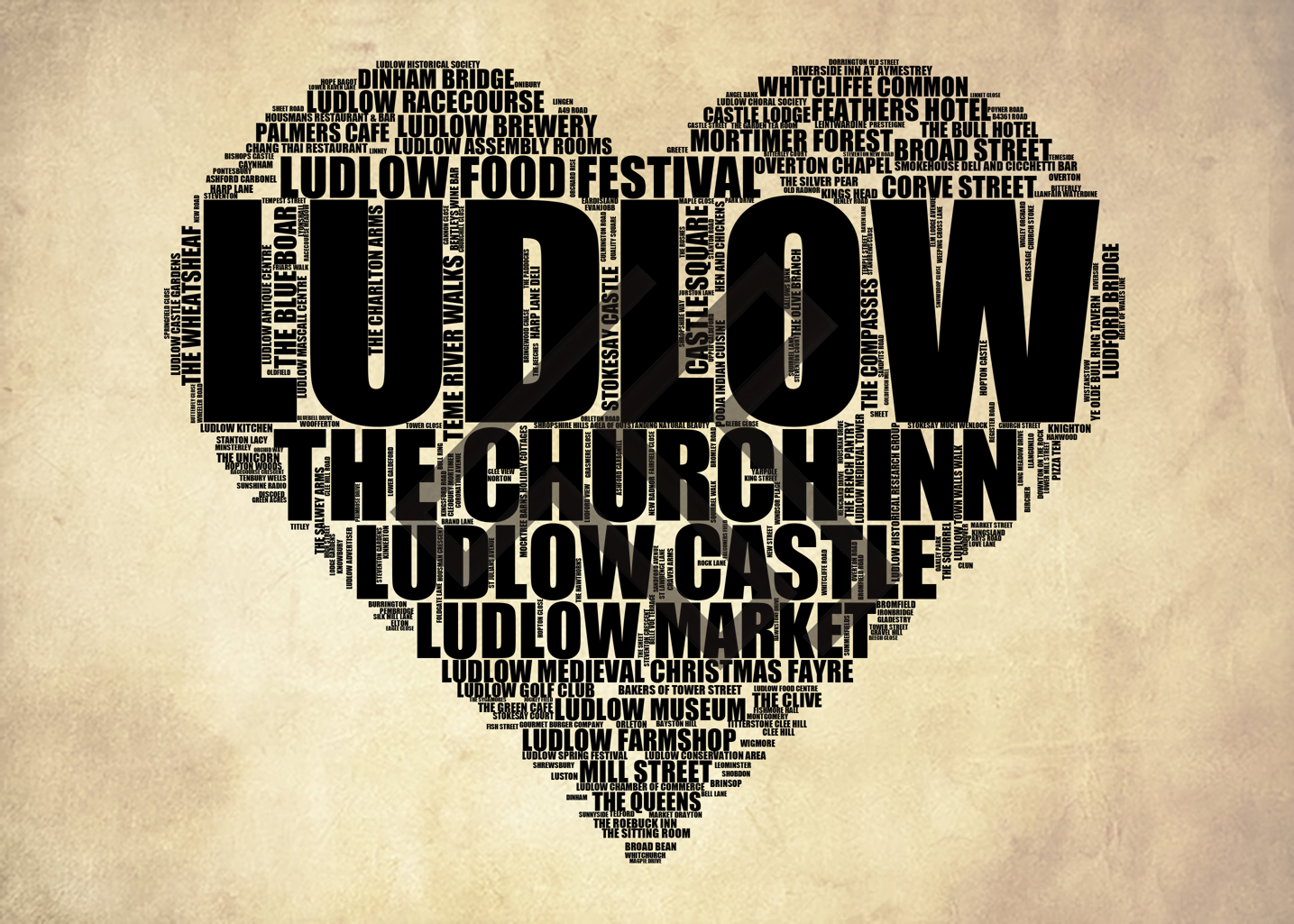 Ludlow - Premium Typographic Word Cloud Prints, Posters & Gifts