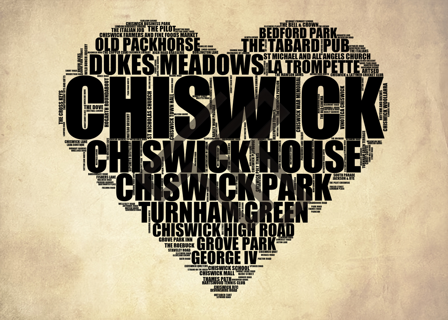 Chiswick - Premium Typographic Word Cloud Prints, Posters & Gifts