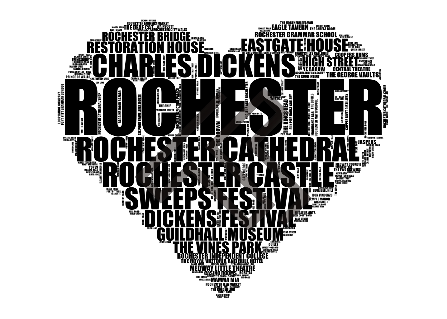 Rochester - Premium Typographic Word Cloud Prints, Posters & Gifts