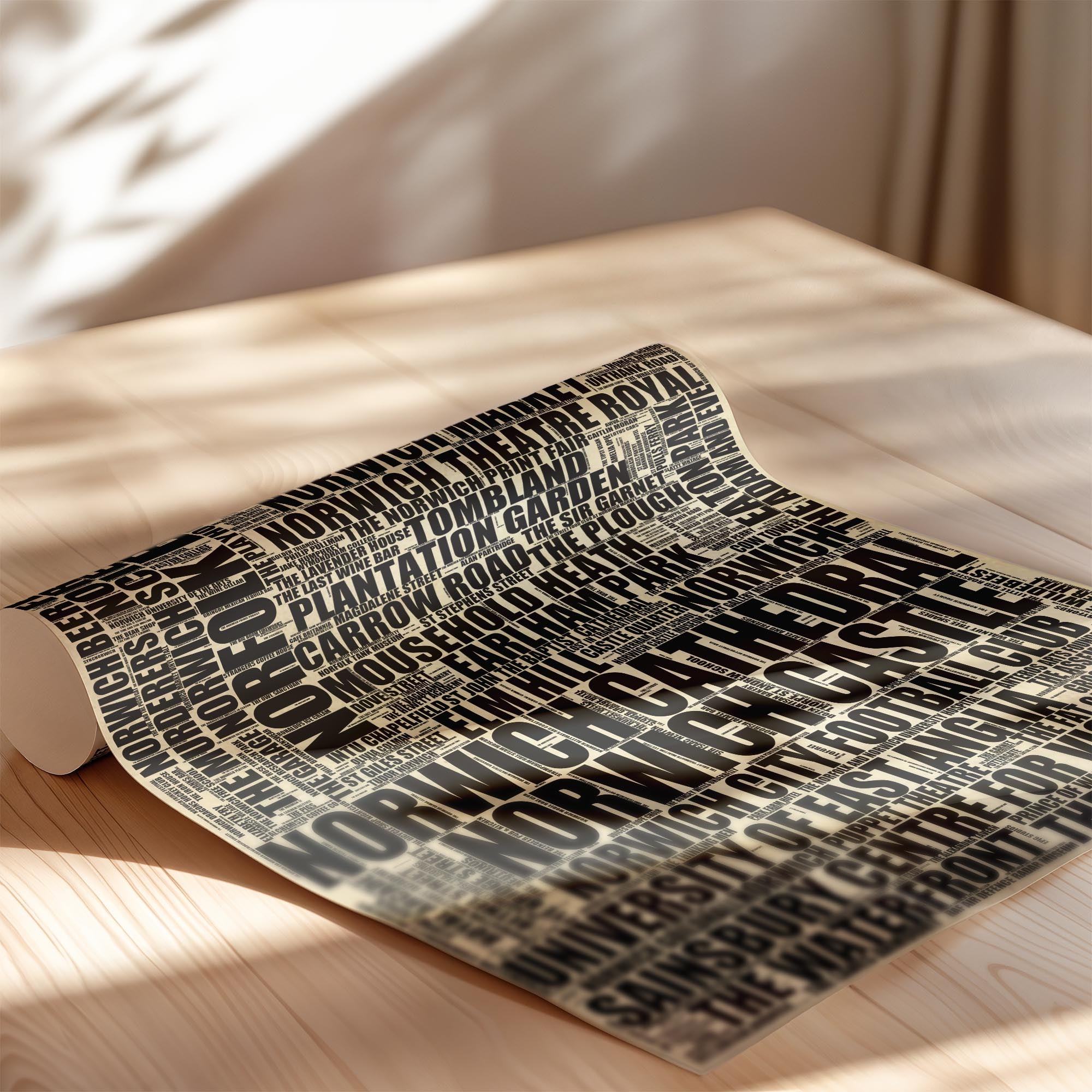 Norwich - Premium Typographic Word Cloud Prints, Posters & Gifts