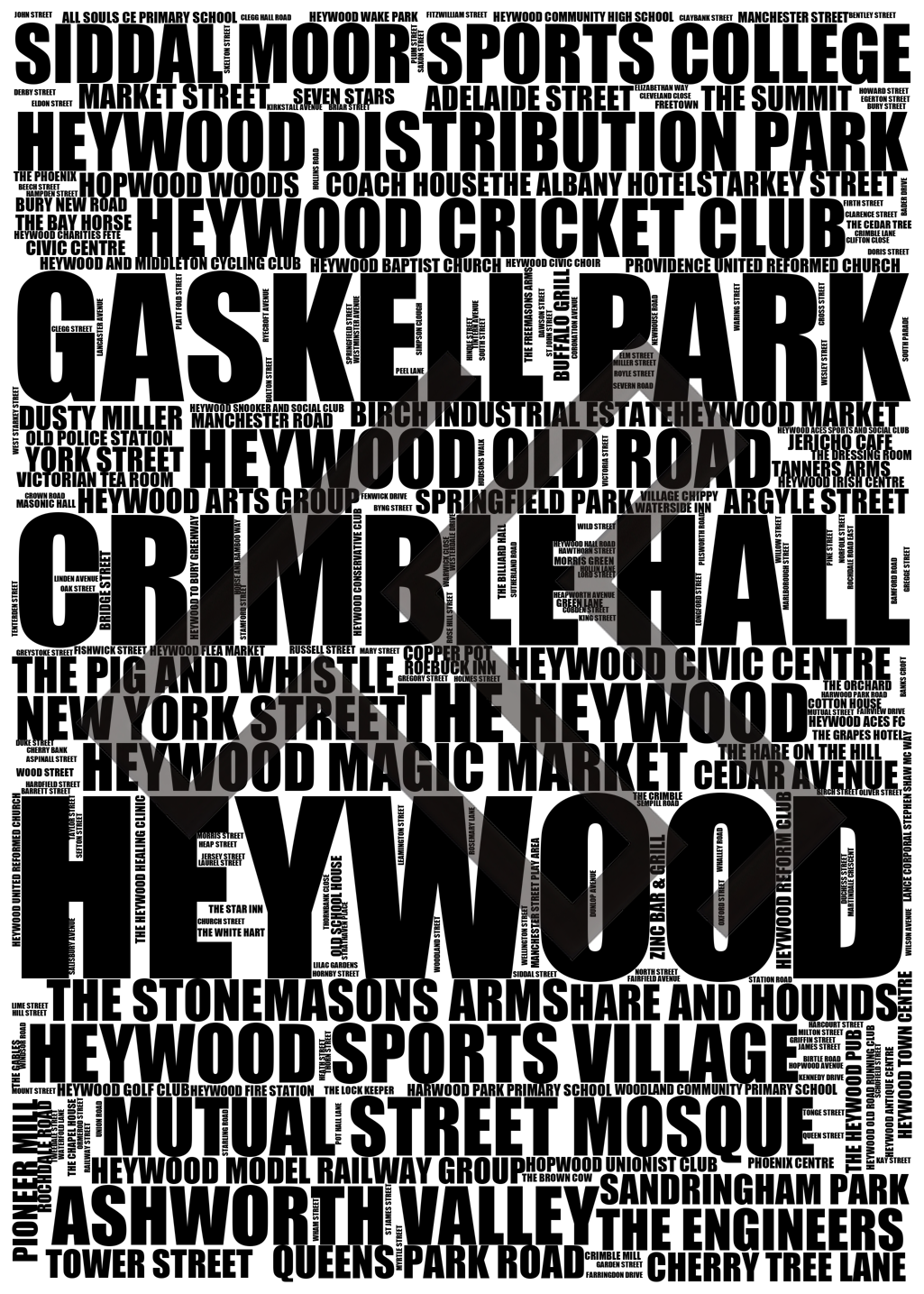 Heywood - Premium Typographic Word Cloud Prints, Posters & Gifts