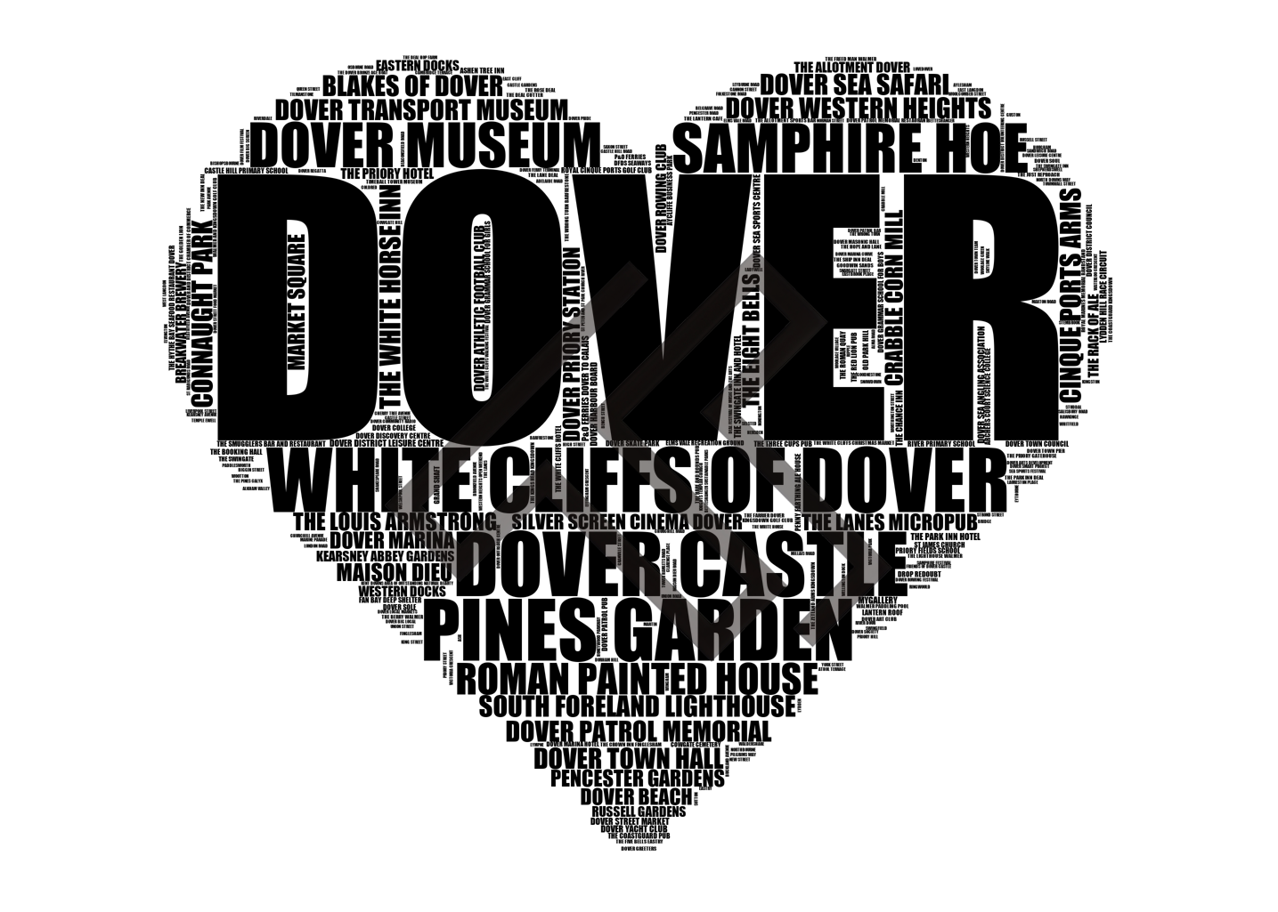 Dover - Premium Typographic Word Cloud Prints, Posters & Gifts