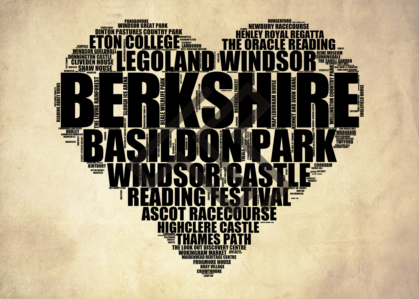 Berkshire - Premium Typographic Word Cloud Prints, Posters & Gifts