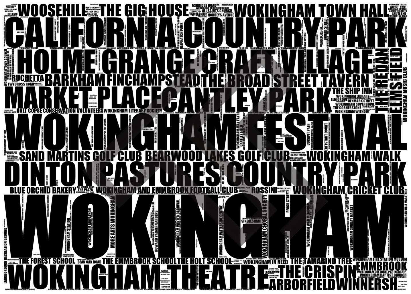 Wokingham - Premium Typographic Word Cloud Prints, Posters & Gifts