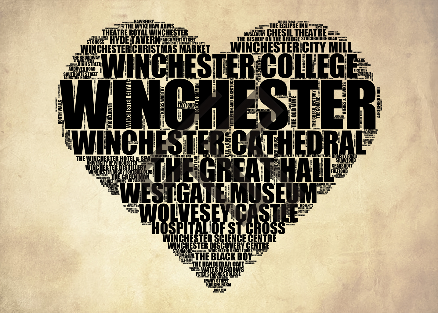 Winchester - Premium Typographic Word Cloud Prints, Posters & Gifts
