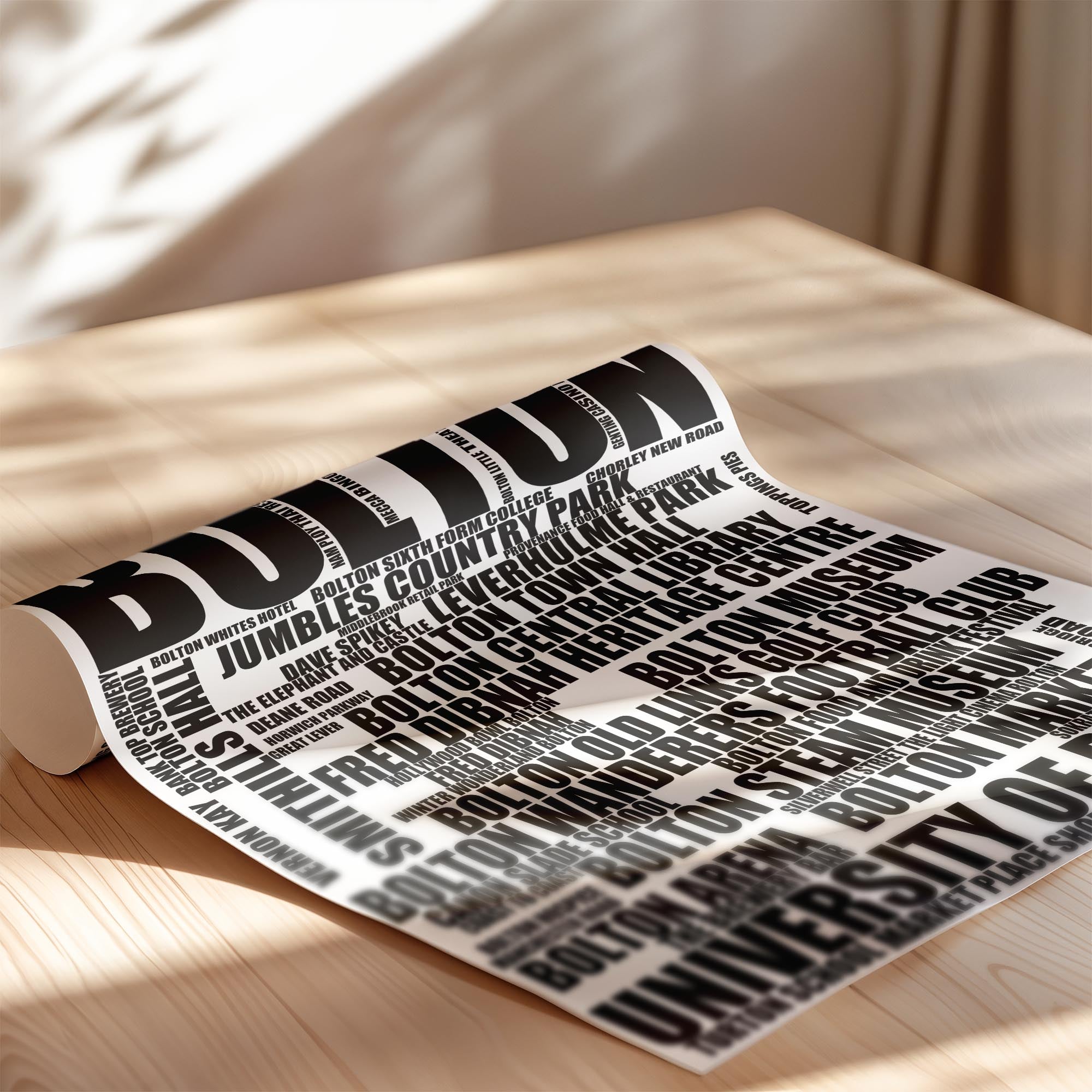 Bolton - Premium Typographic Word Cloud Prints, Posters & Gifts