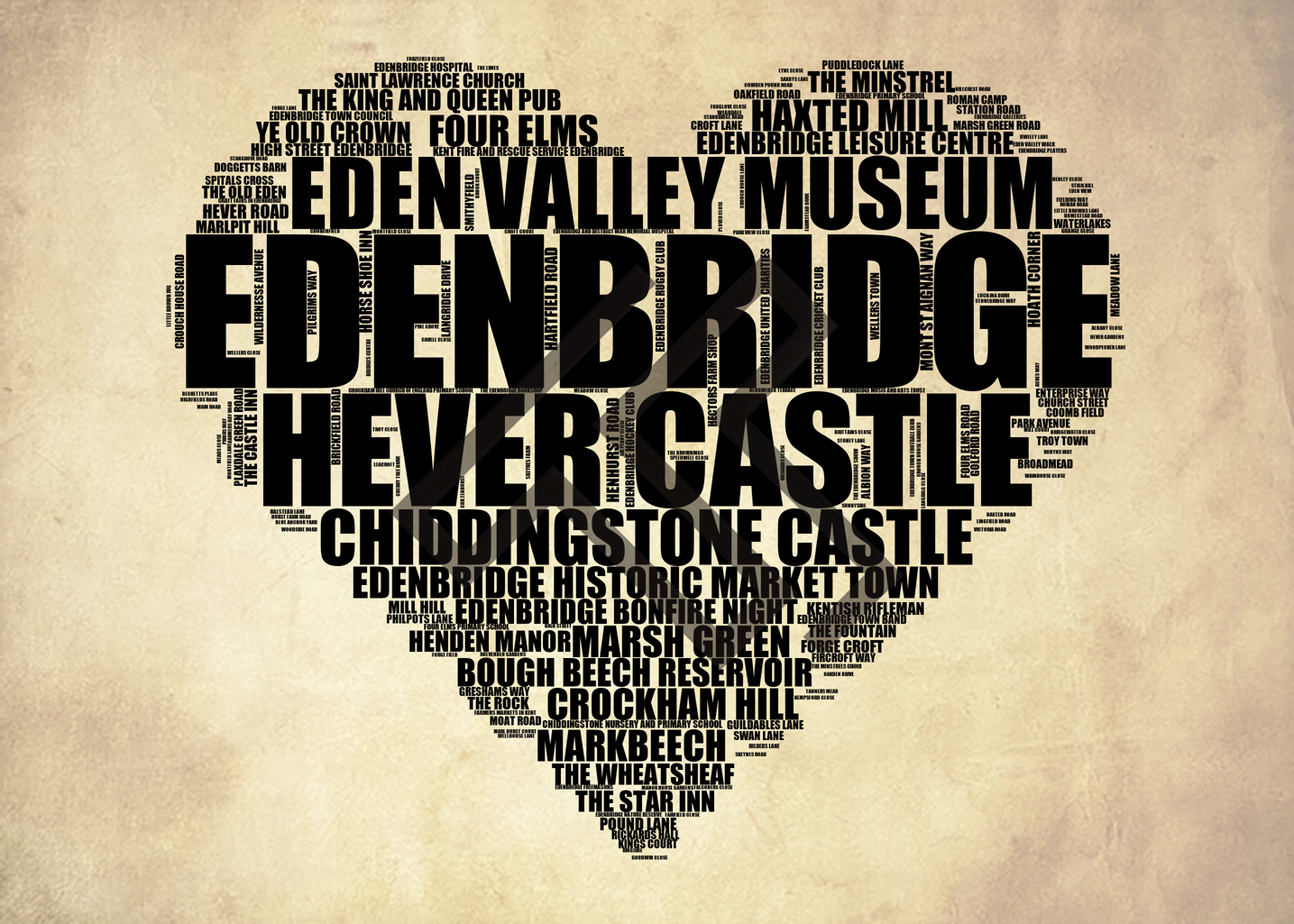 Edenbridge - Premium Typographic Word Cloud Prints, Posters & Gifts