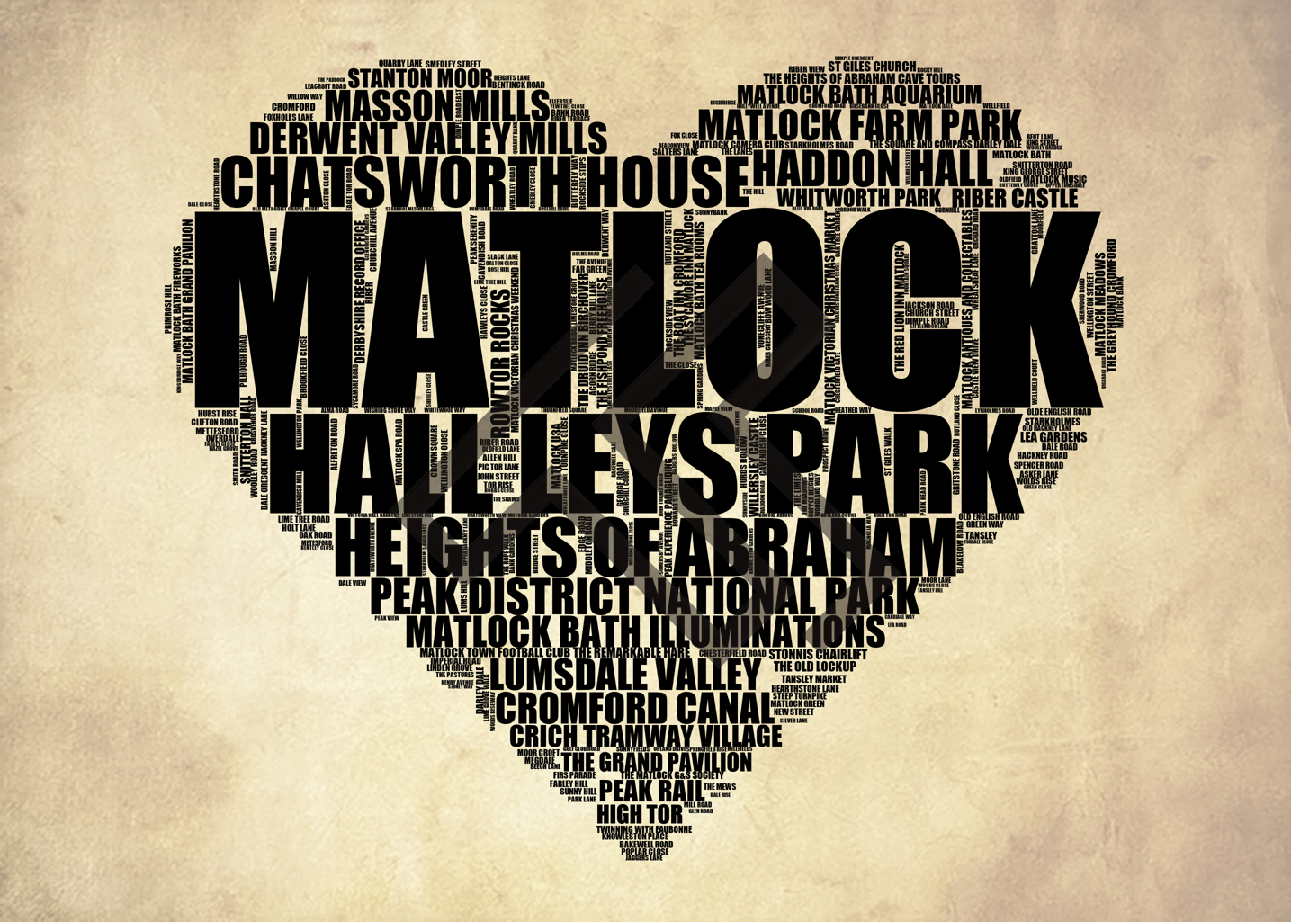 Matlock - Premium Typographic Word Cloud Prints, Posters & Gifts