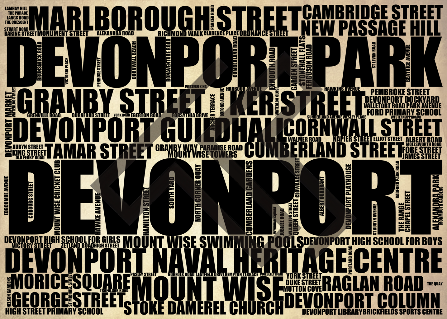 Devonport - Premium Typographic Word Cloud Prints, Posters & Gifts