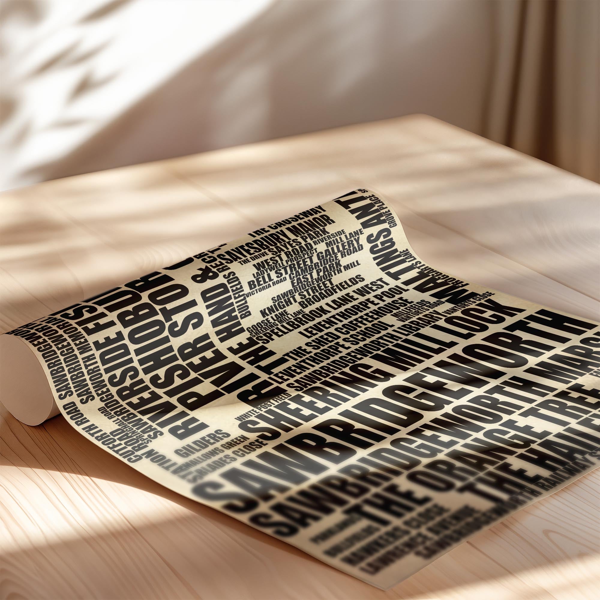Sawbridgeworth - Premium Typographic Word Cloud Prints, Posters & Gifts
