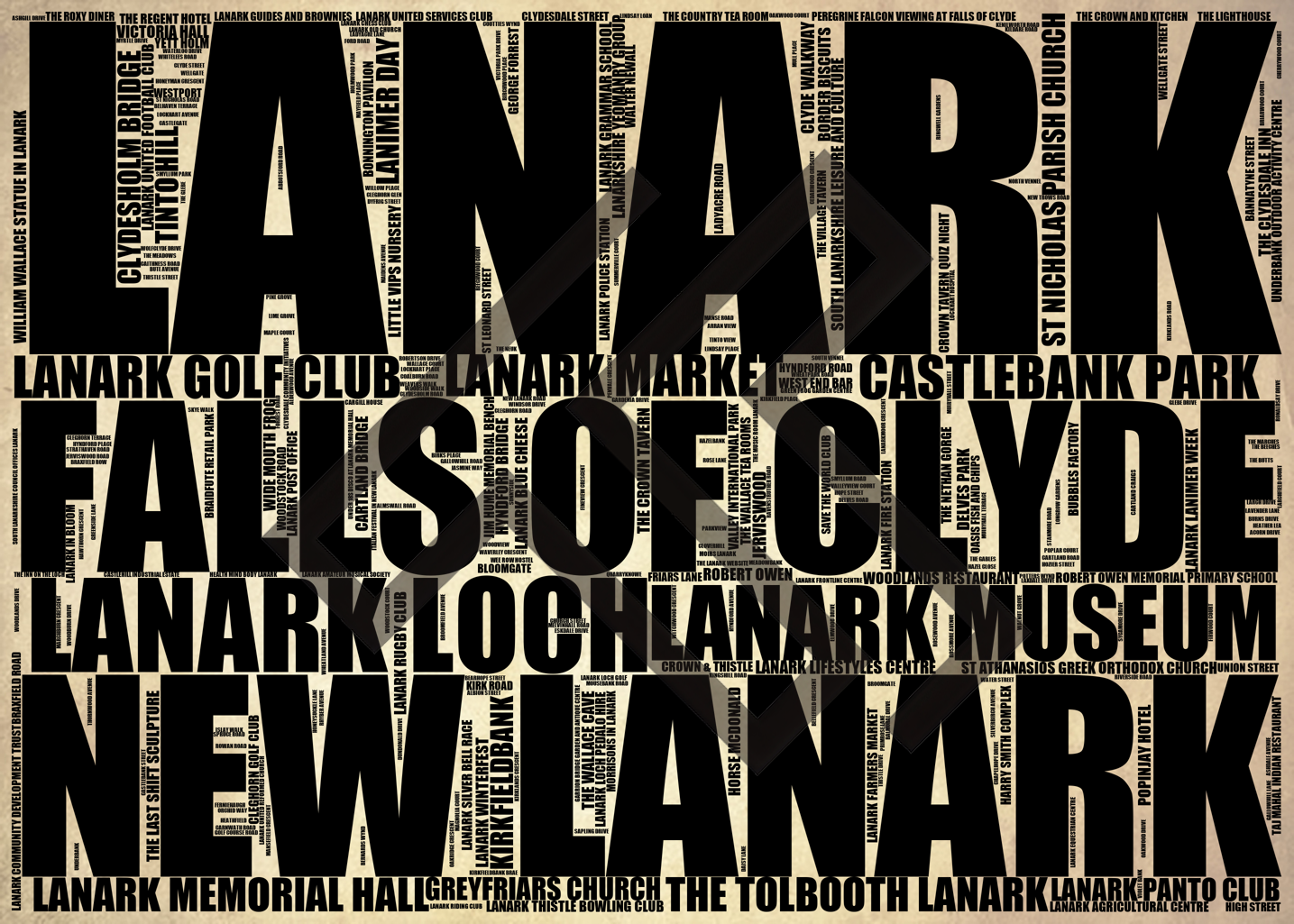 Lanark - Premium Typographic Word Cloud Prints, Posters & Gifts