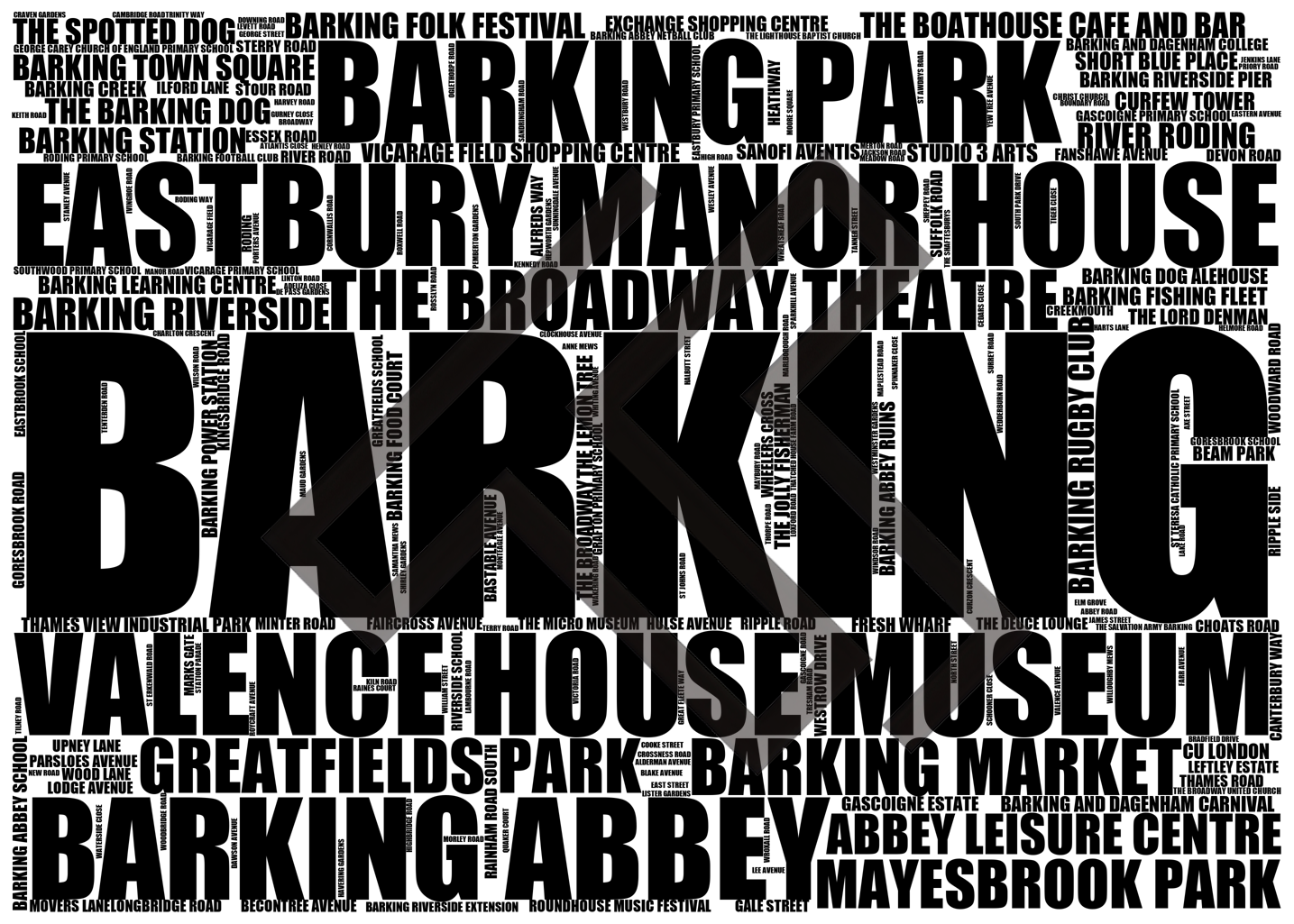 Barking - Premium Typographic Word Cloud Prints, Posters & Gifts