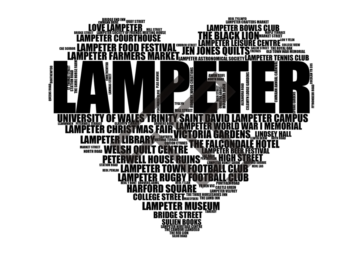 Lampeter - Premium Typographic Word Cloud Prints, Posters & Gifts