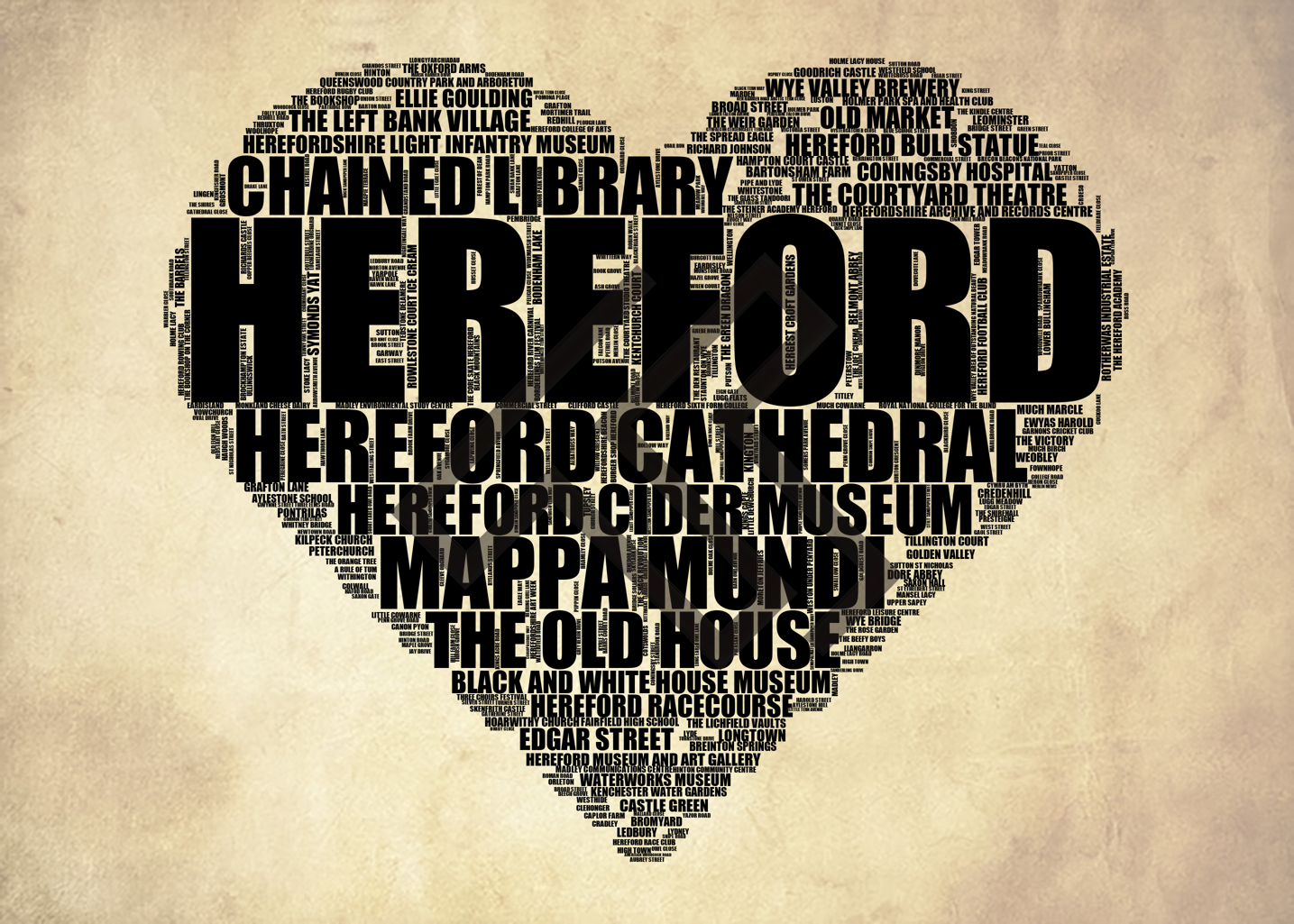 Hereford - Premium Typographic Word Cloud Prints, Posters & Gifts