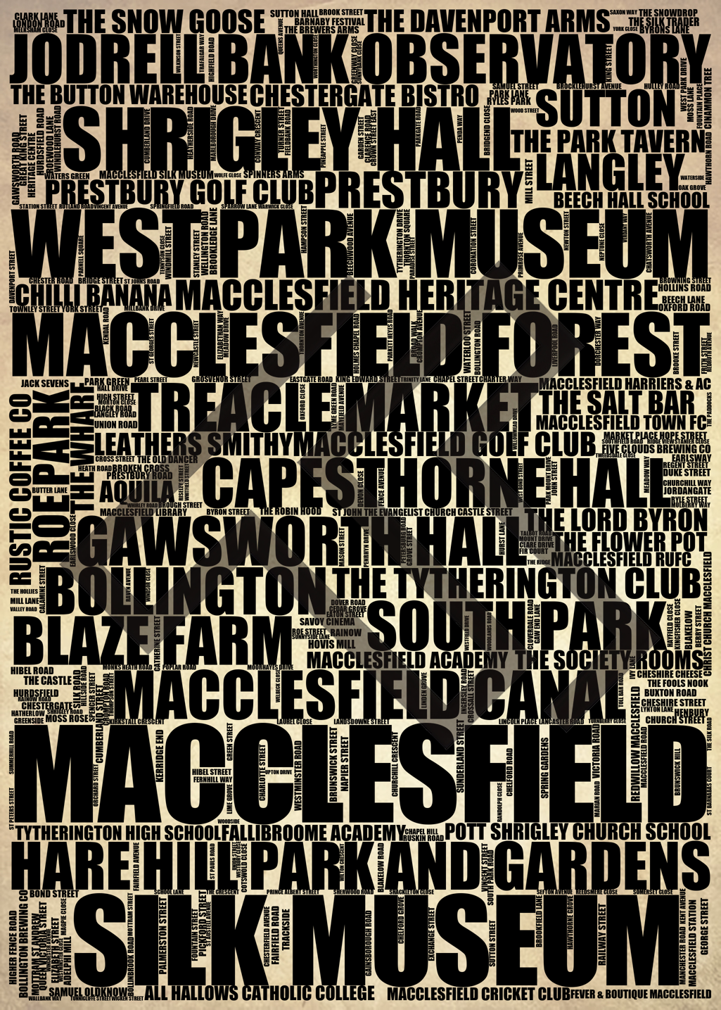 Macclesfield - Premium Typographic Word Cloud Prints, Posters & Gifts