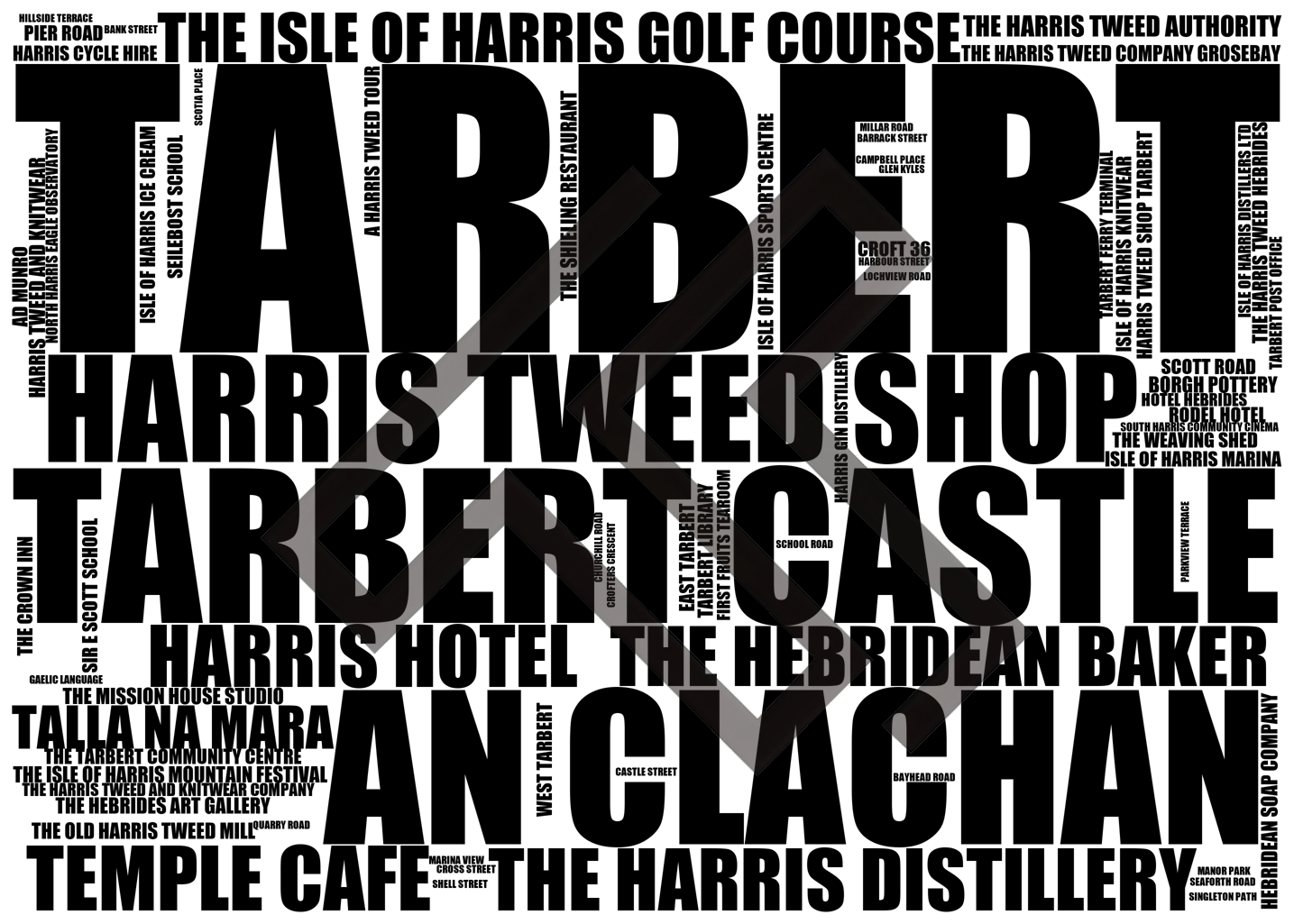 Tarbert - Premium Typographic Word Cloud Prints, Posters & Gifts