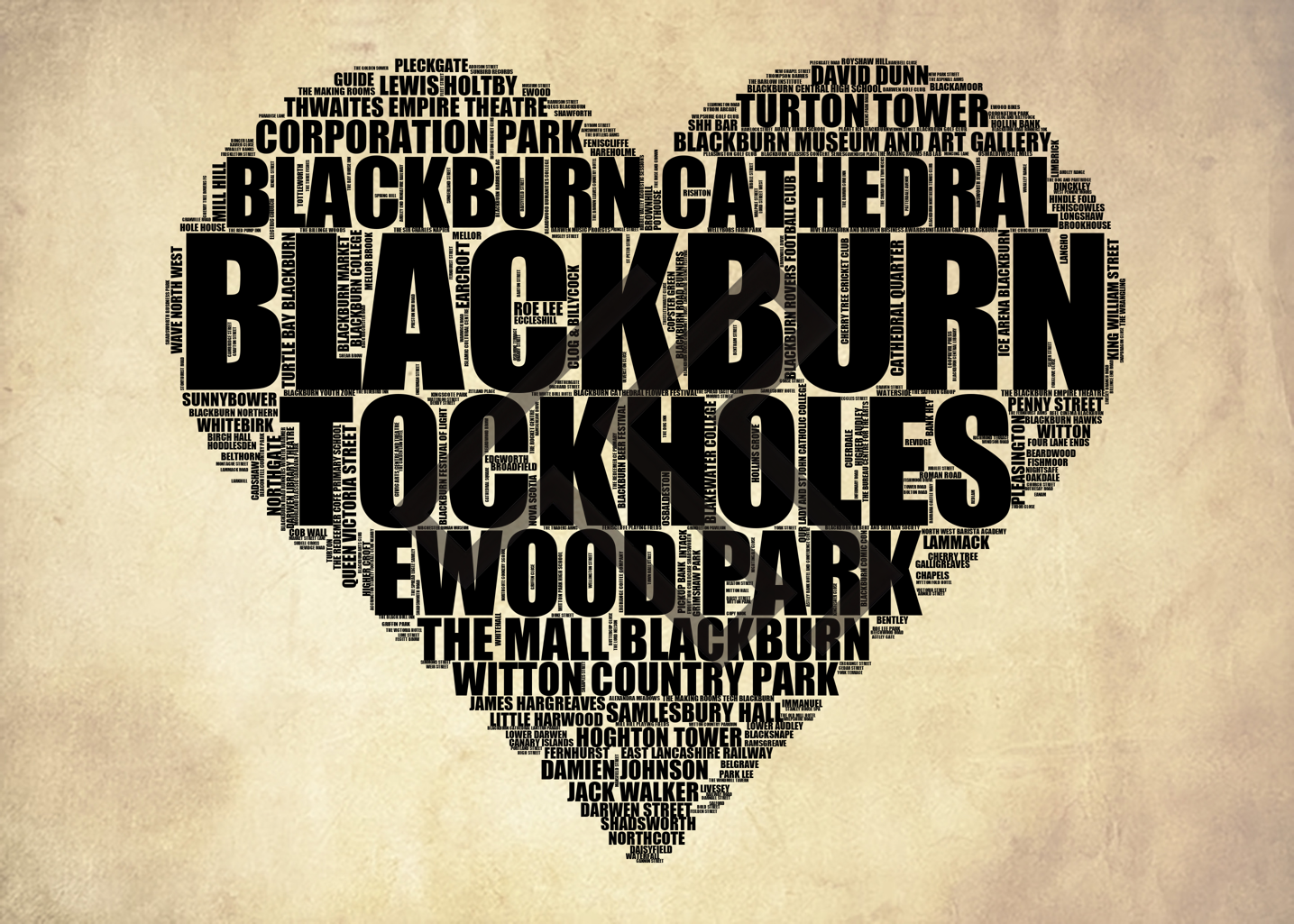 Blackburn - Premium Typographic Word Cloud Prints, Posters & Gifts