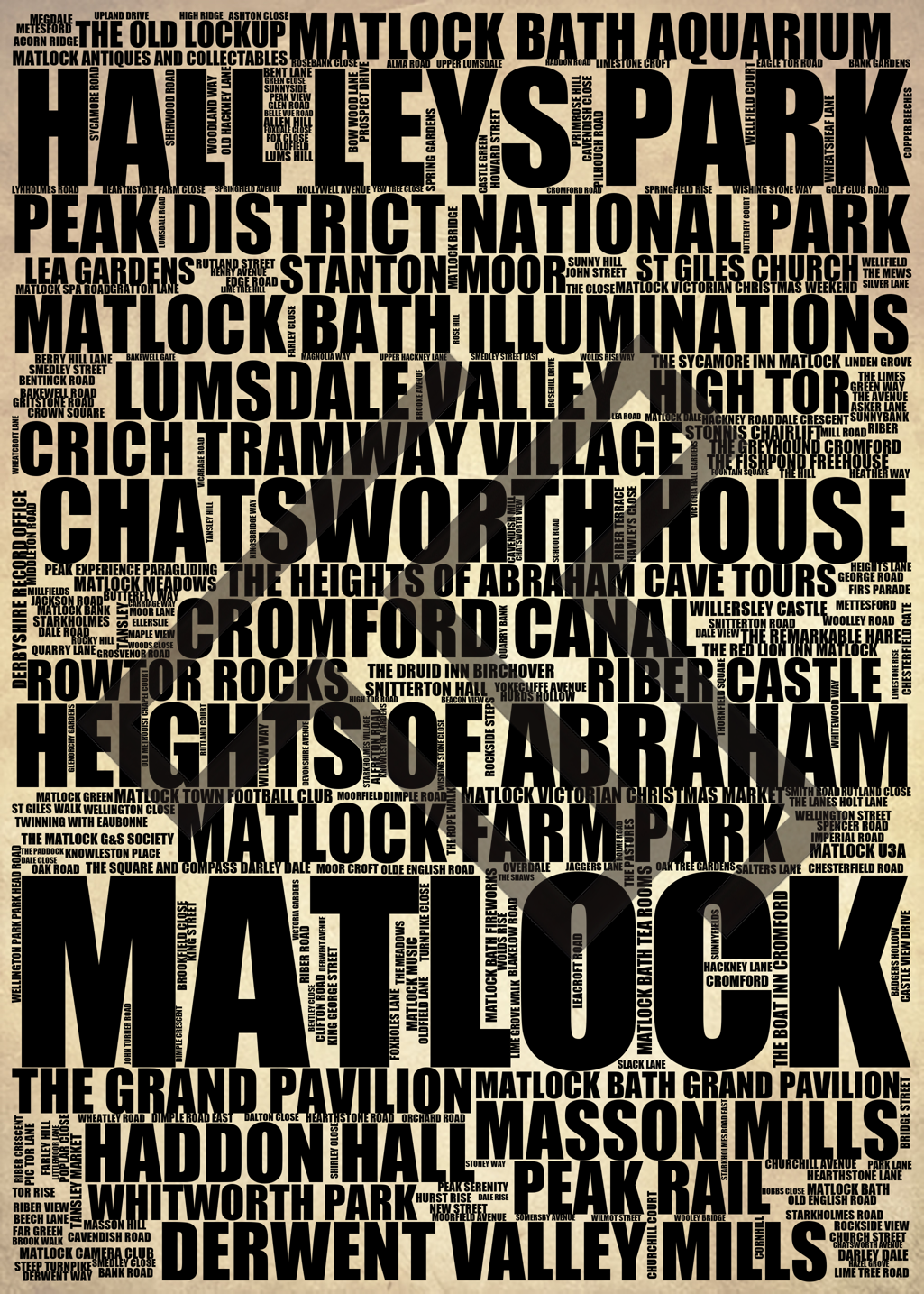 Matlock - Premium Typographic Word Cloud Prints, Posters & Gifts