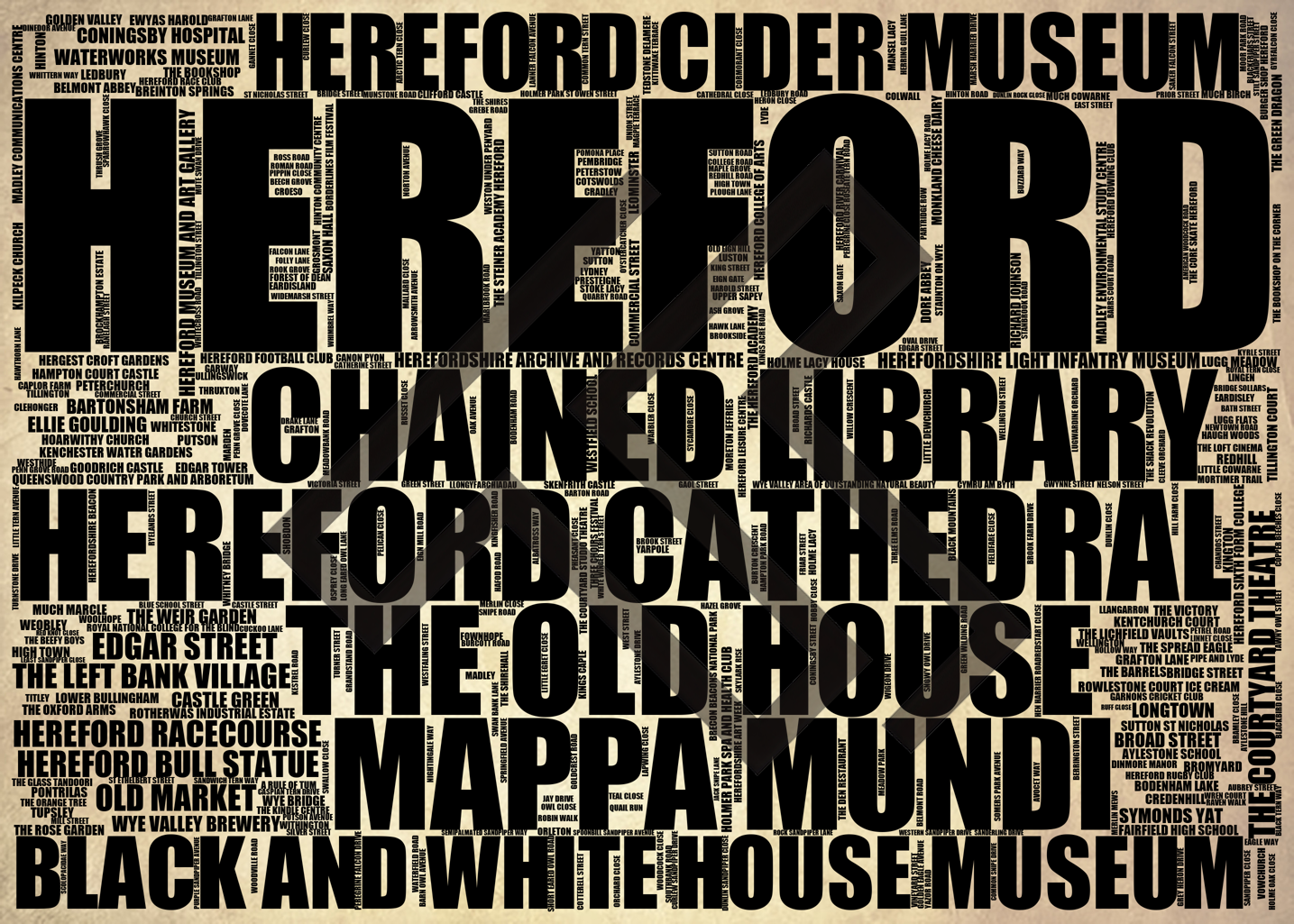 Hereford - Premium Typographic Word Cloud Prints, Posters & Gifts