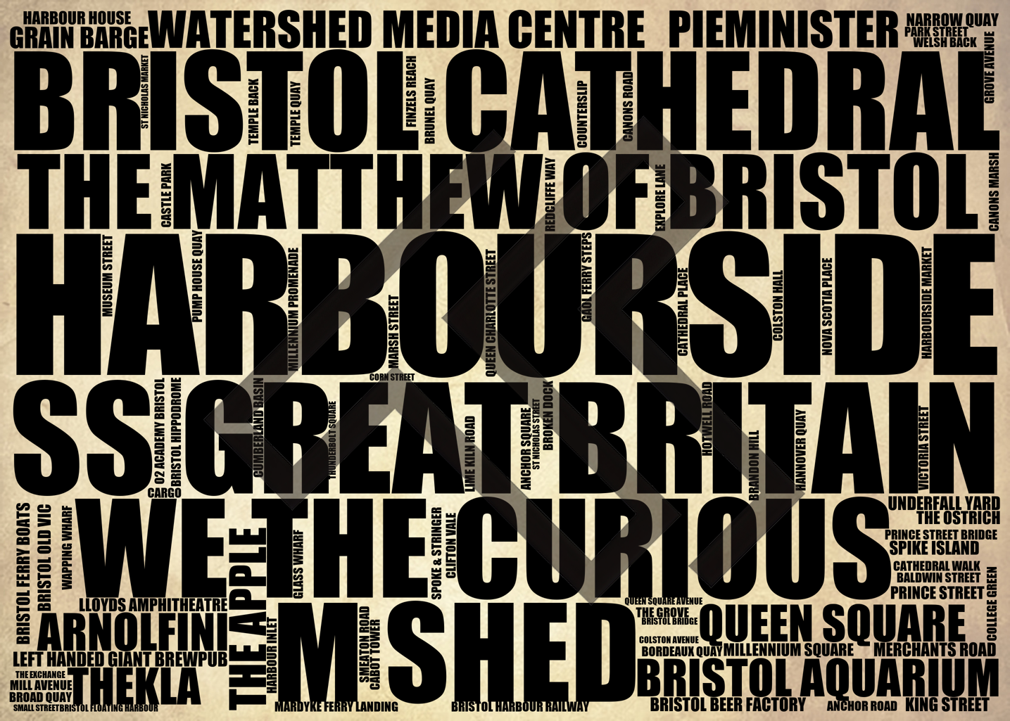 Harbourside - Premium Typographic Word Cloud Prints, Posters & Gifts