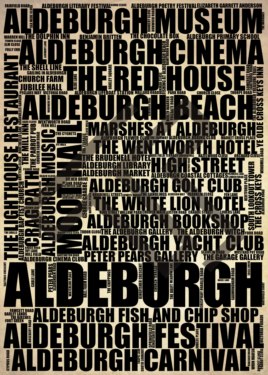 Aldeburgh - Premium Typographic Word Cloud Prints, Posters & Gifts