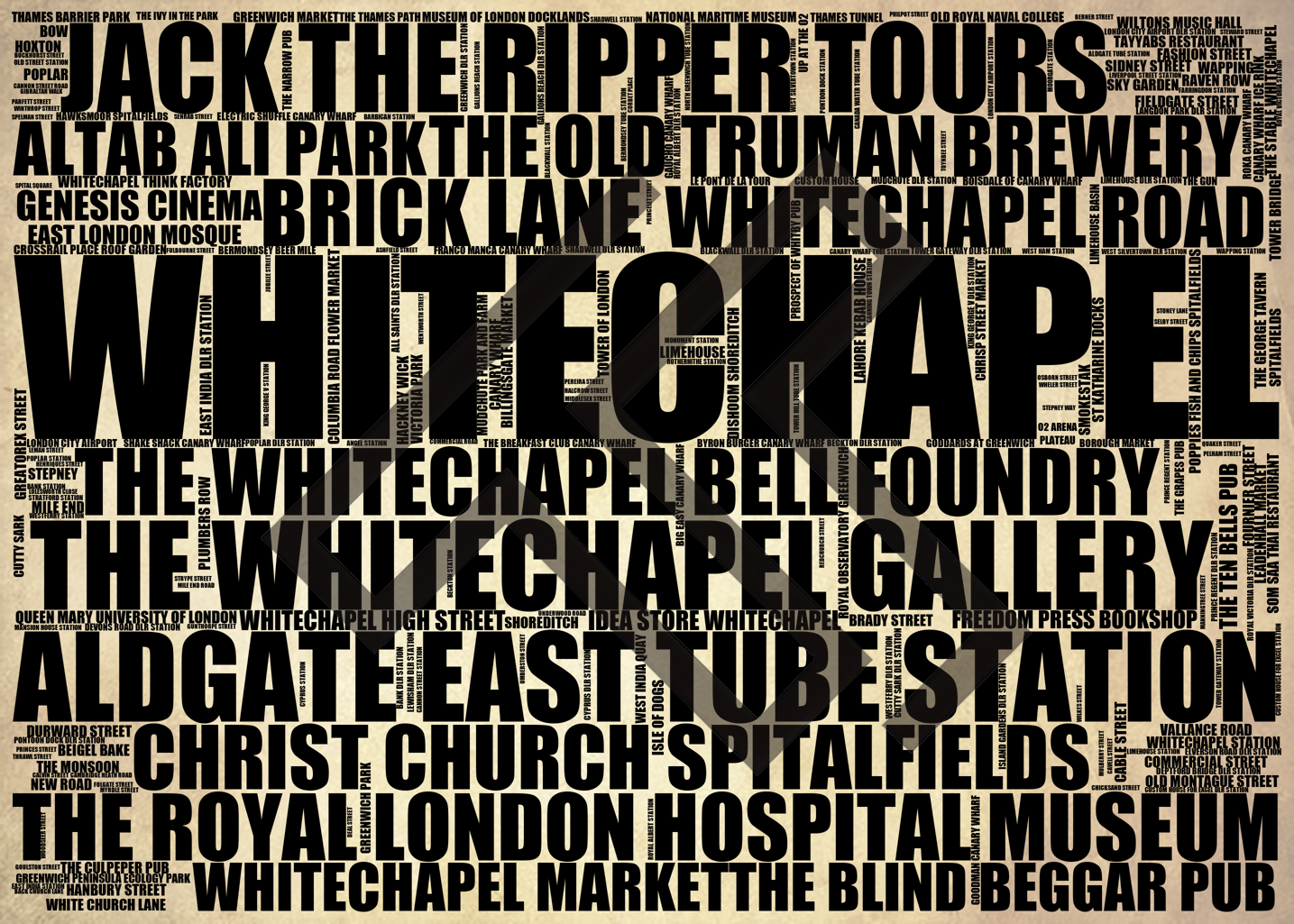 Whitechapel - Premium Typographic Word Cloud Prints, Posters & Gifts
