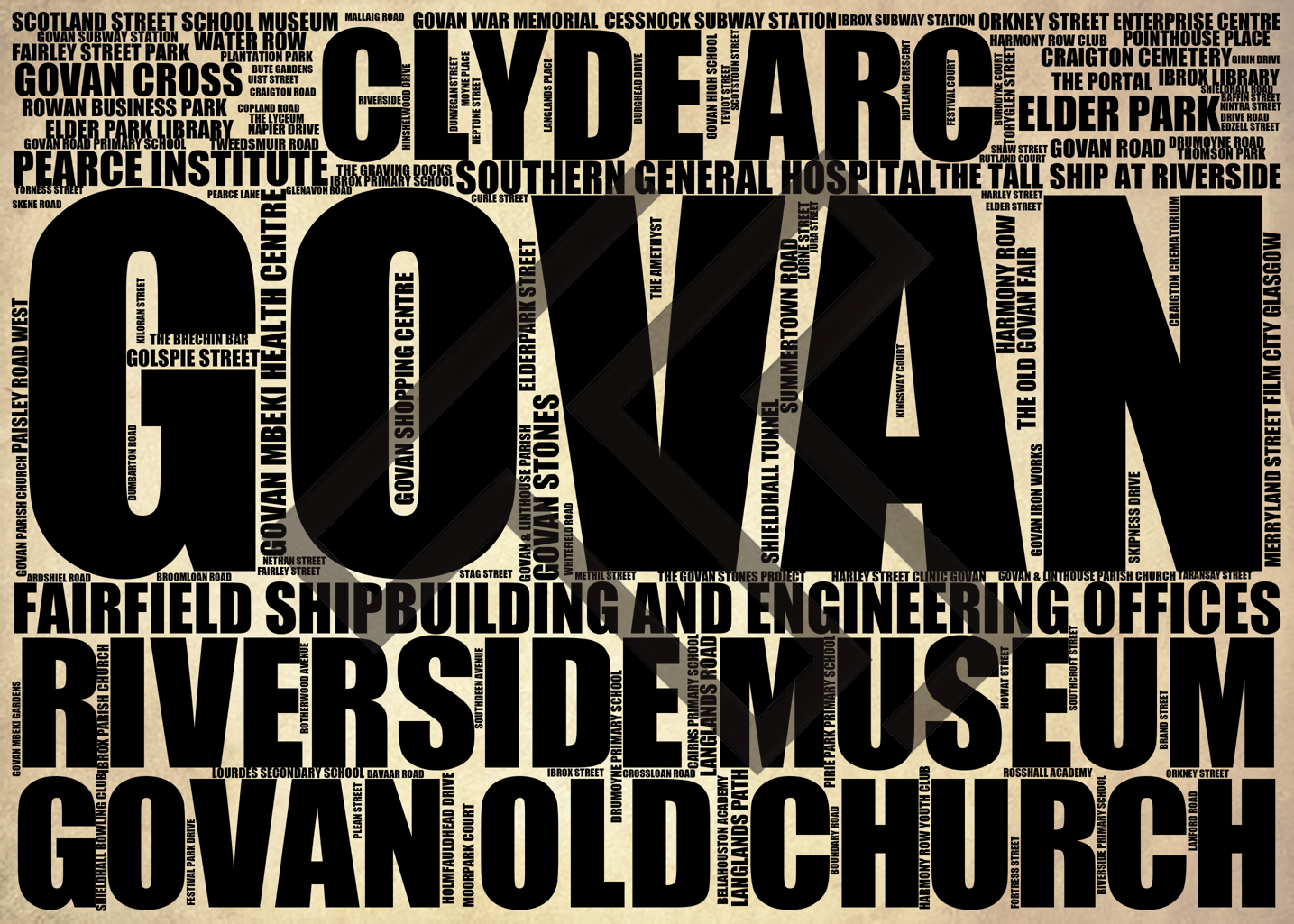 Govan - Premium Typographic Word Cloud Prints, Posters & Gifts