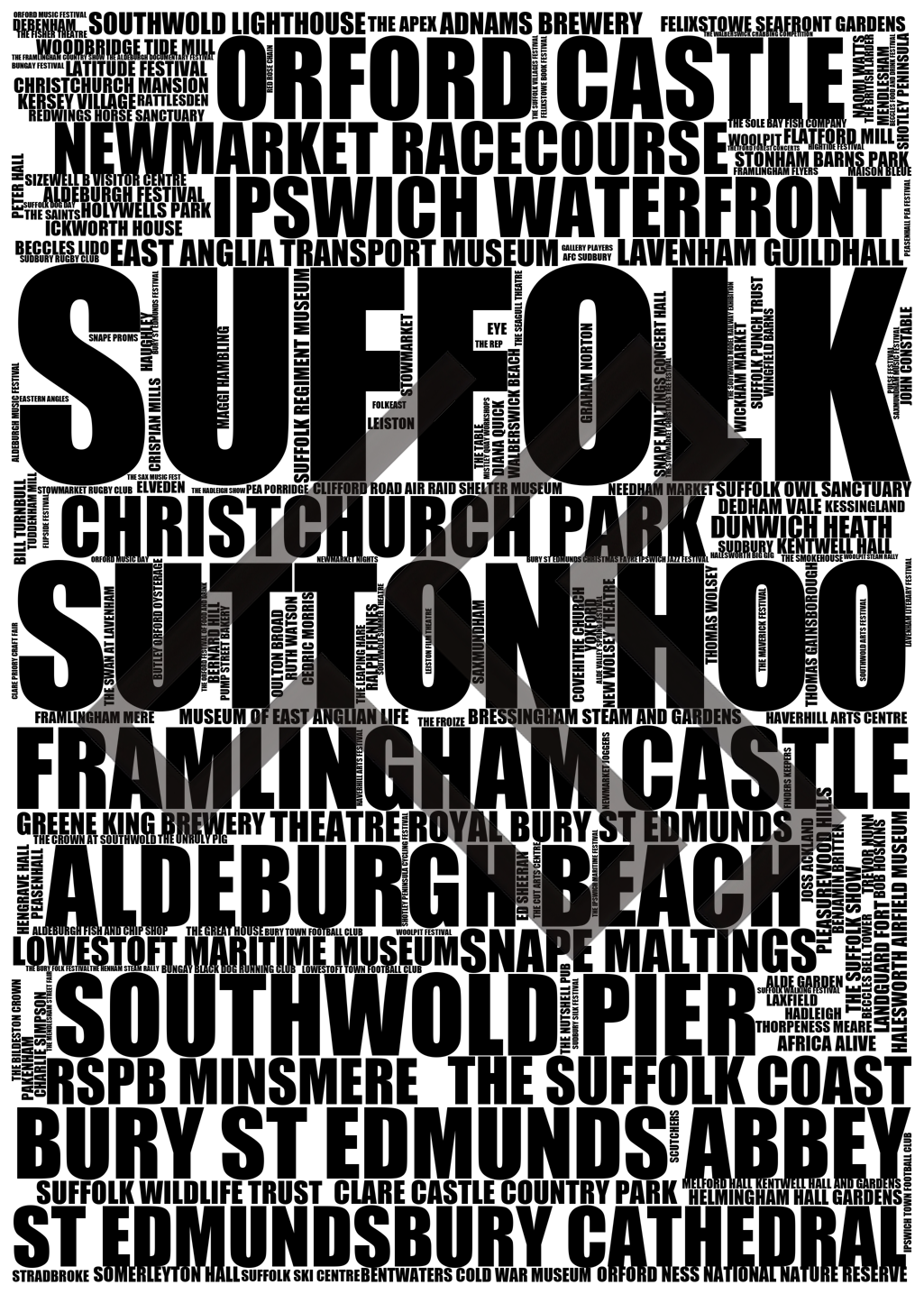 Suffolk - Premium Typographic Word Cloud Prints, Posters & Gifts