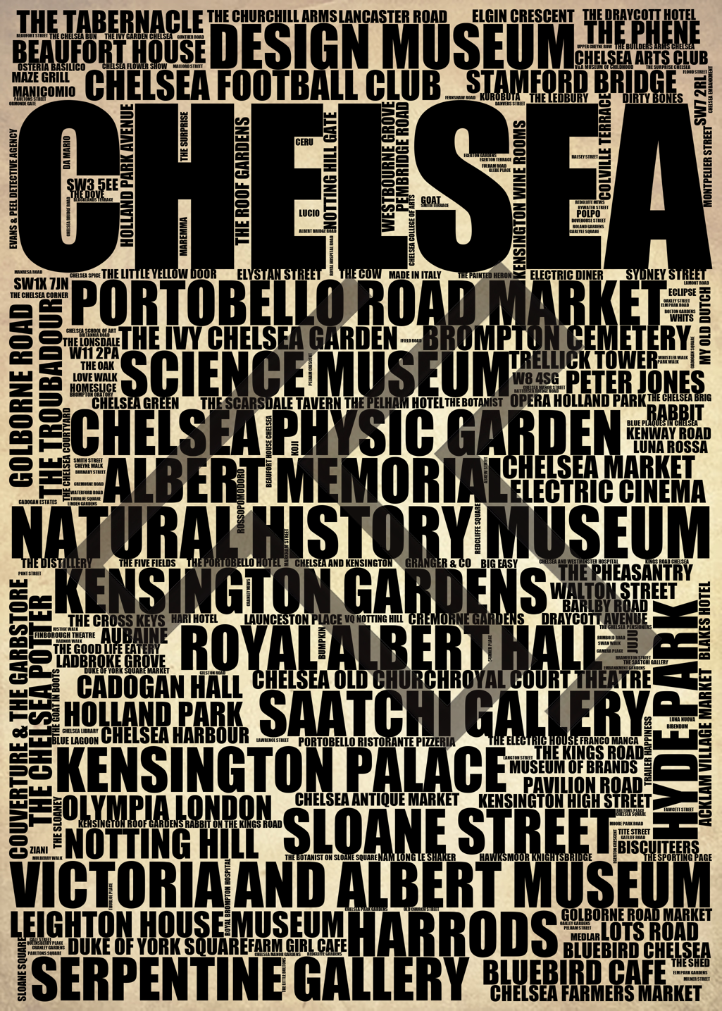 Chelsea - Premium Typographic Word Cloud Prints, Posters & Gifts