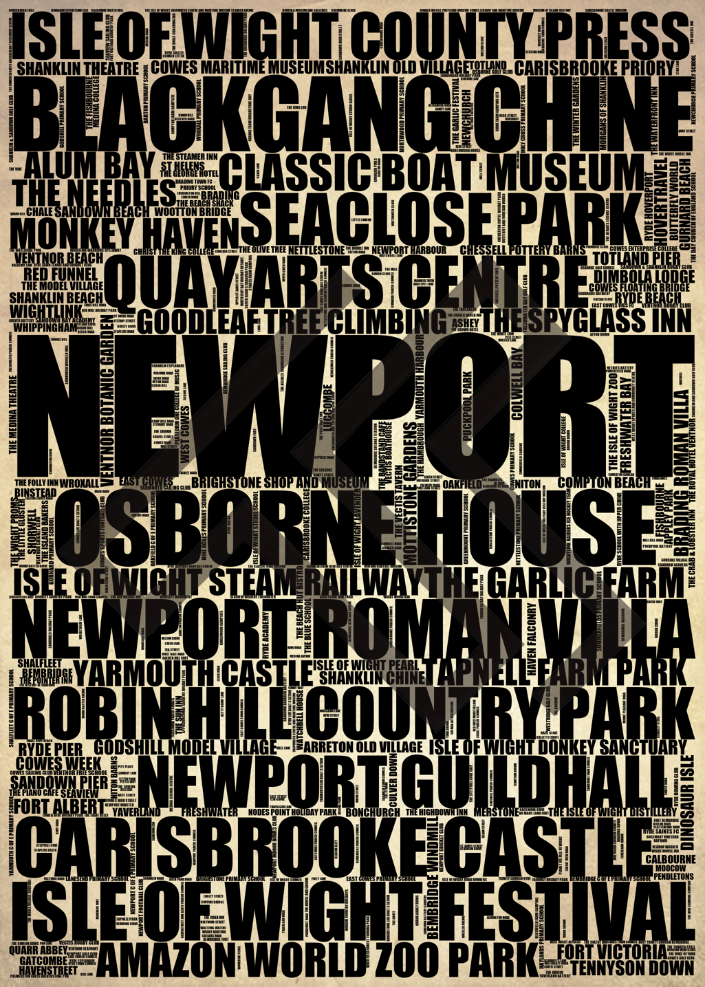 Newport - Premium Typographic Word Cloud Prints, Posters & Gifts