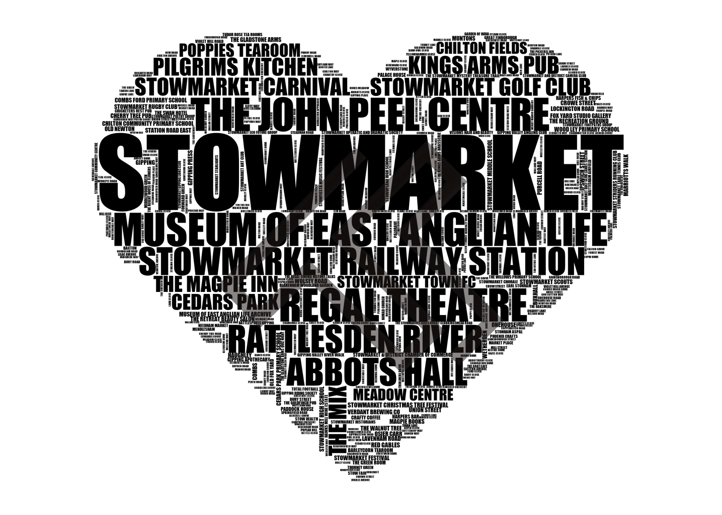 Stowmarket - Premium Typographic Word Cloud Prints, Posters & Gifts