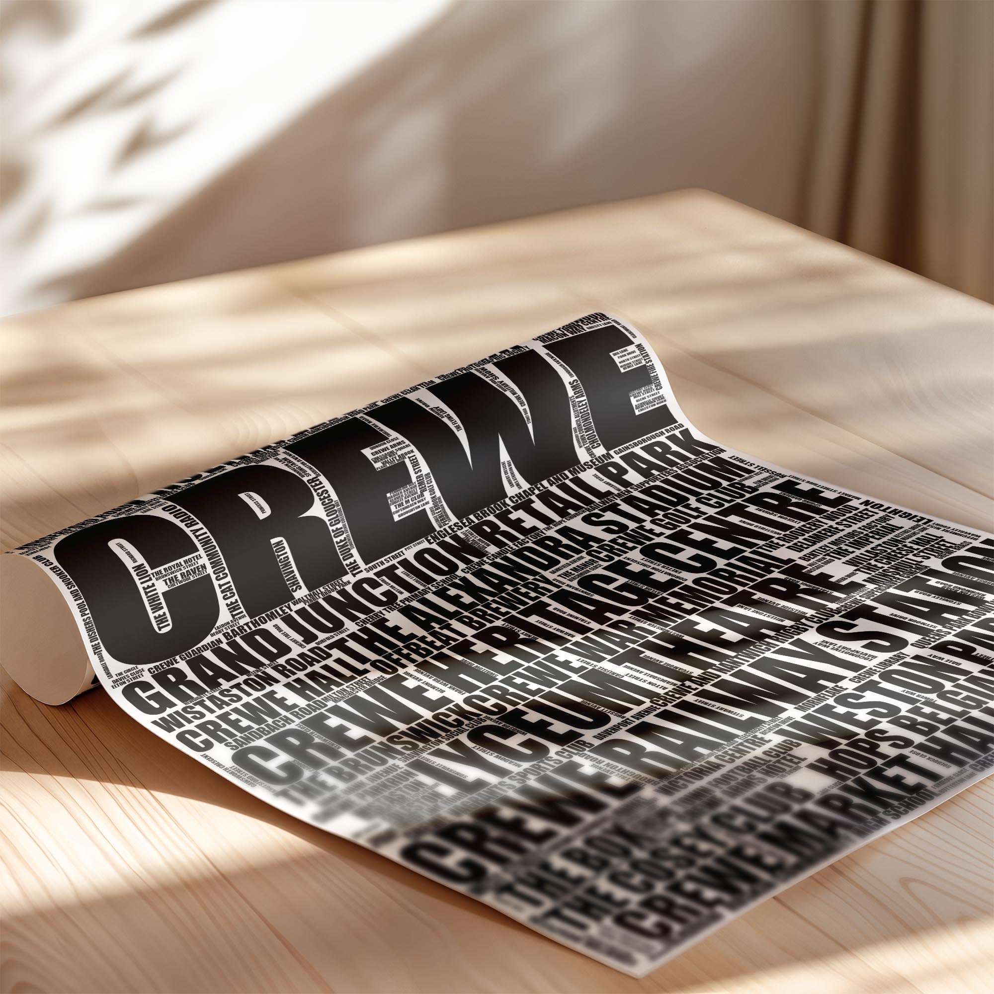 Crewe - Premium Typographic Word Cloud Prints, Posters & Gifts