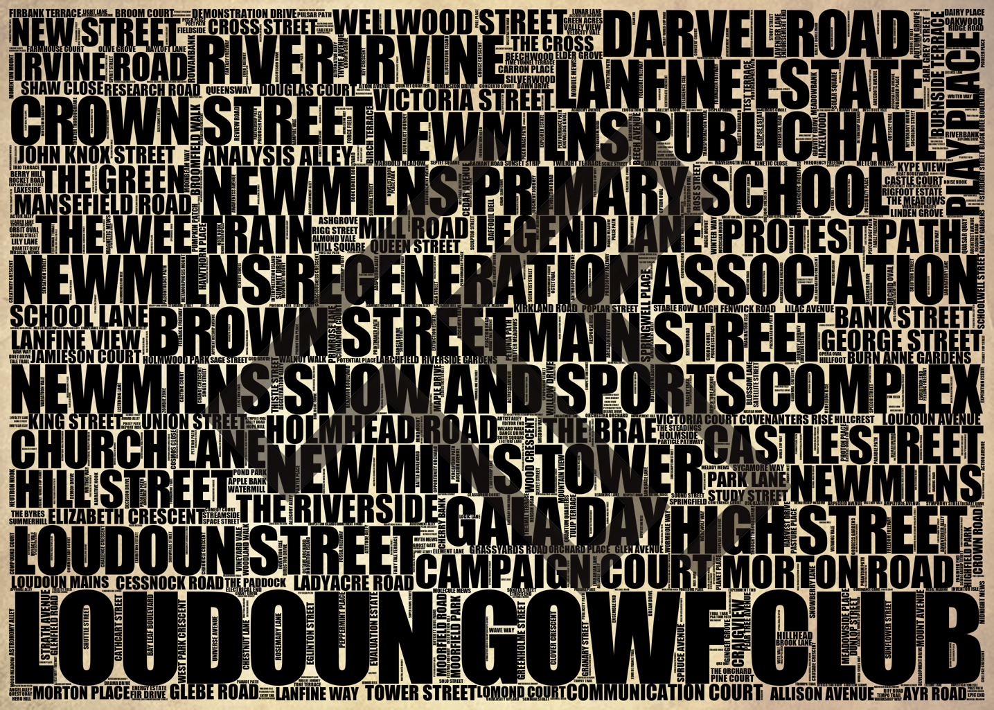 Newmilns - Premium Typographic Word Cloud Prints, Posters & Gifts