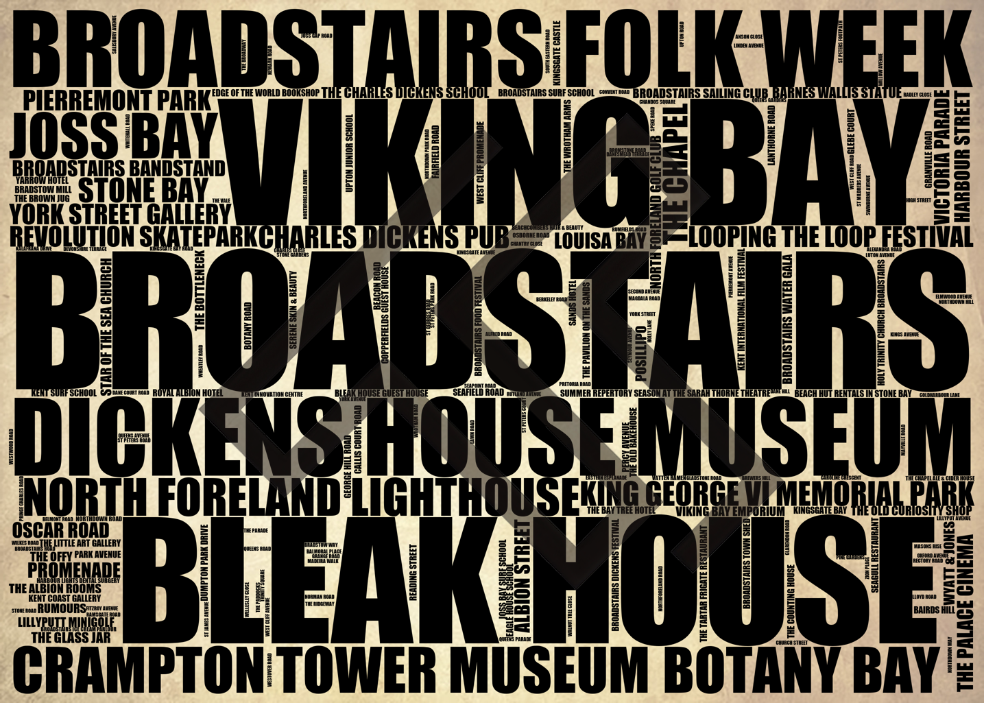 Broadstairs - Premium Typographic Word Cloud Prints, Posters & Gifts