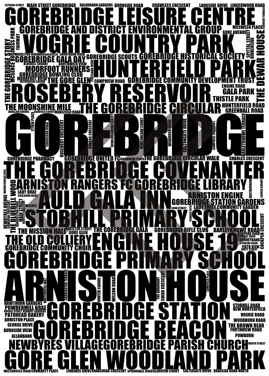 Gorebridge - Premium Typographic Word Cloud Prints, Posters & Gifts