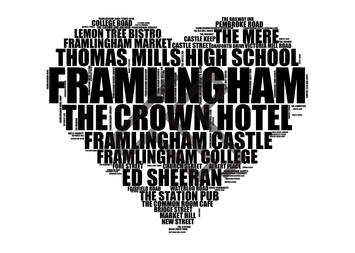 Framlingham - Premium Typographic Word Cloud Prints, Posters & Gifts