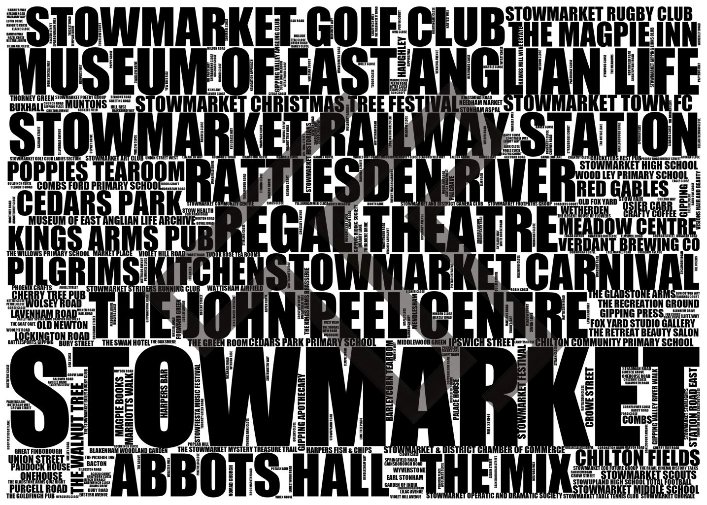 Stowmarket - Premium Typographic Word Cloud Prints, Posters & Gifts