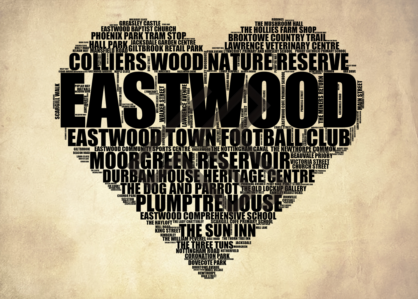 Eastwood - Premium Typographic Word Cloud Prints, Posters & Gifts