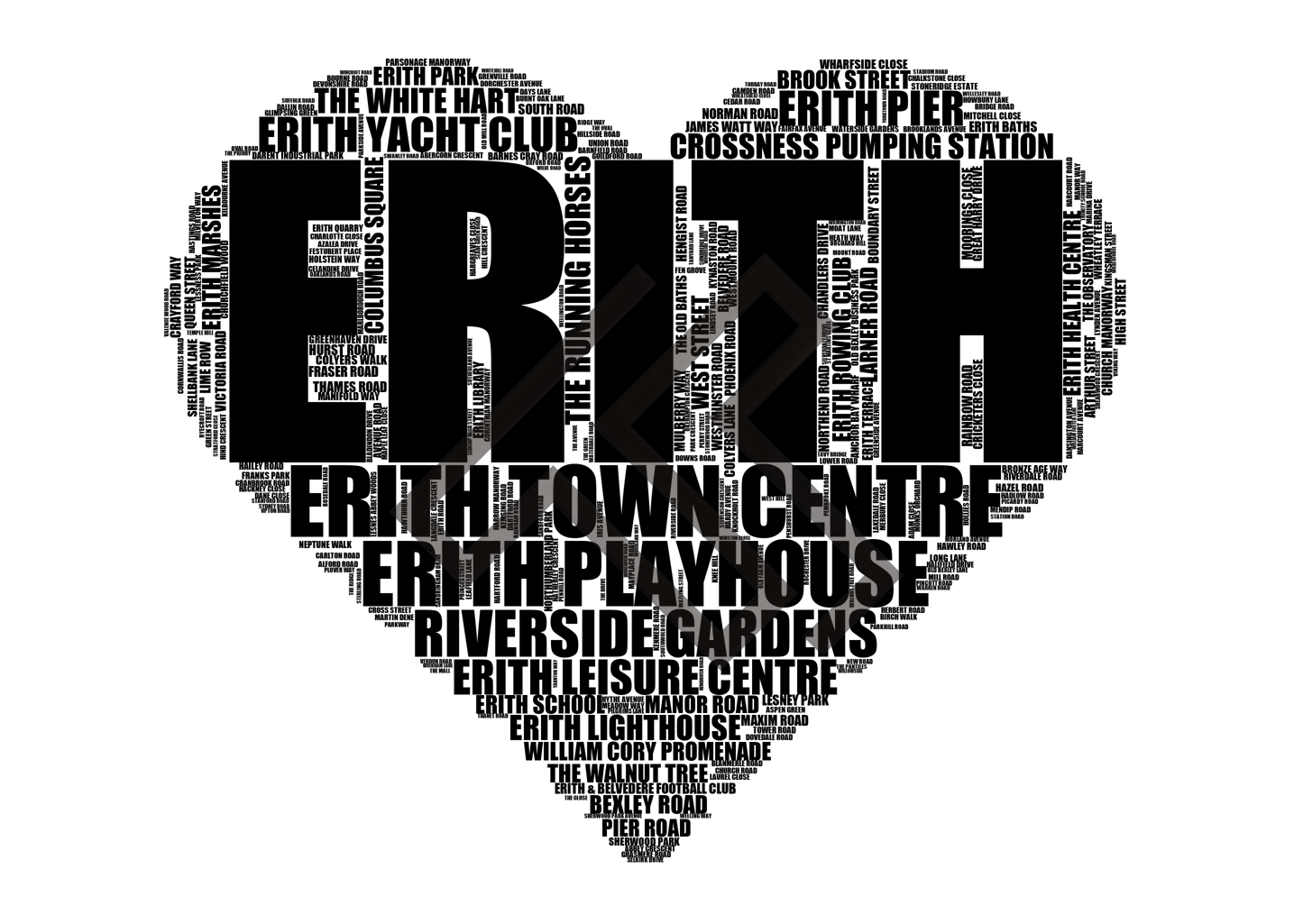 Erith - Premium Typographic Word Cloud Prints, Posters & Gifts