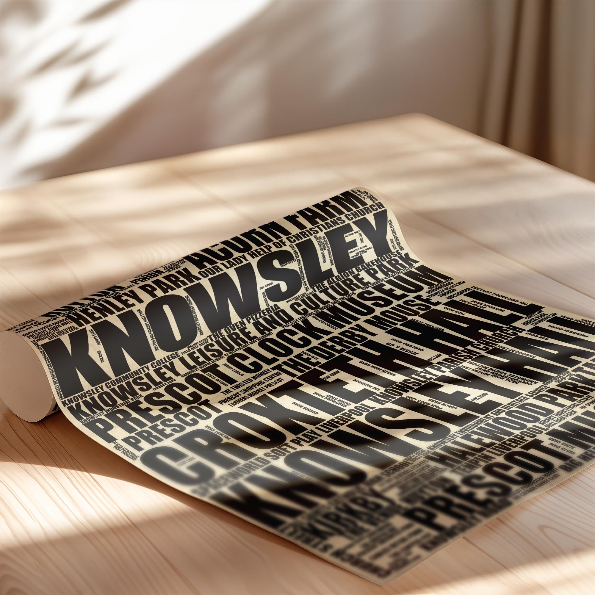 Knowsley - Premium Typographic Word Cloud Prints, Posters & Gifts